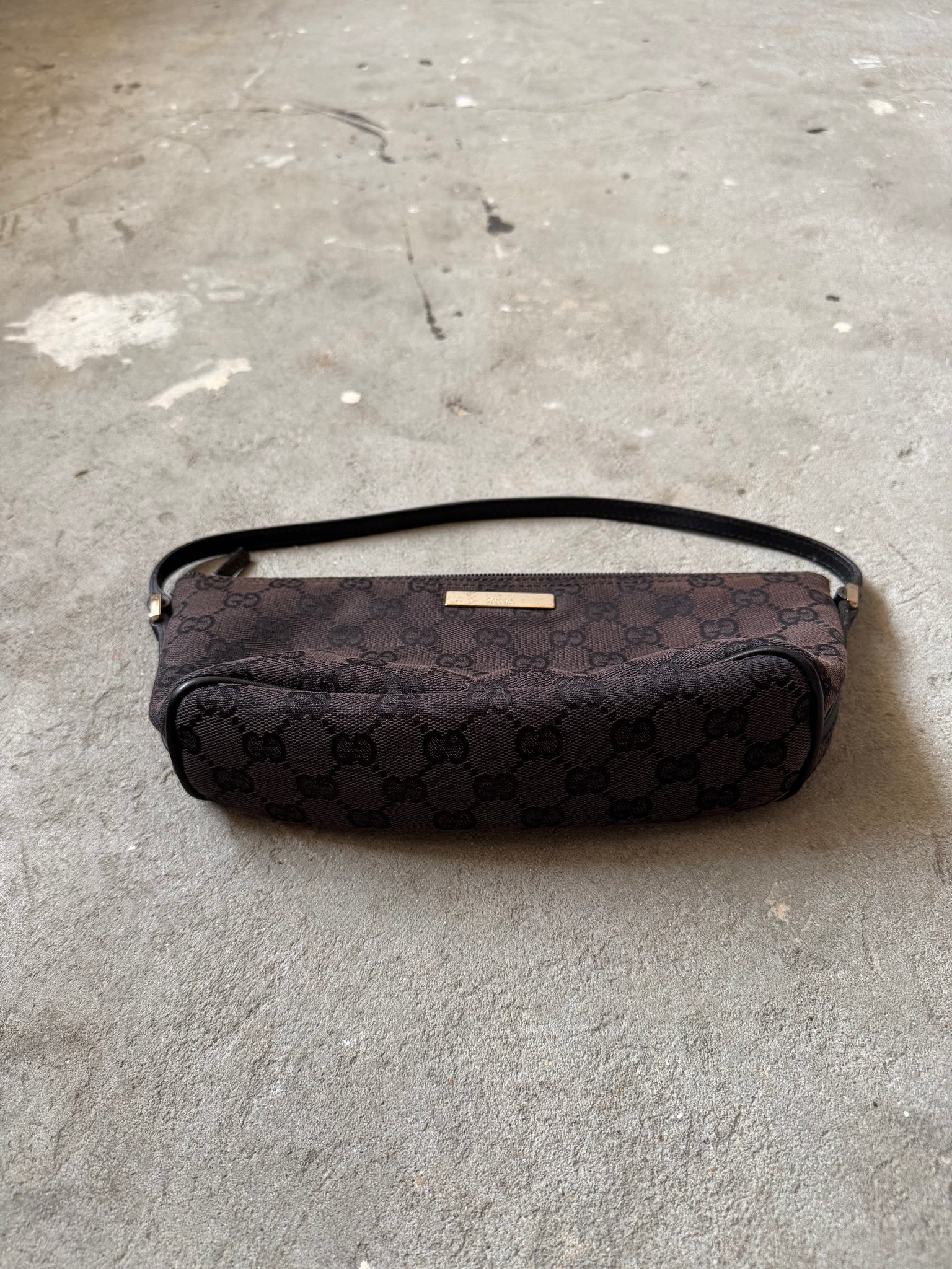 Gucci GG Monogram Pochette Boat Shoulder Bag Black