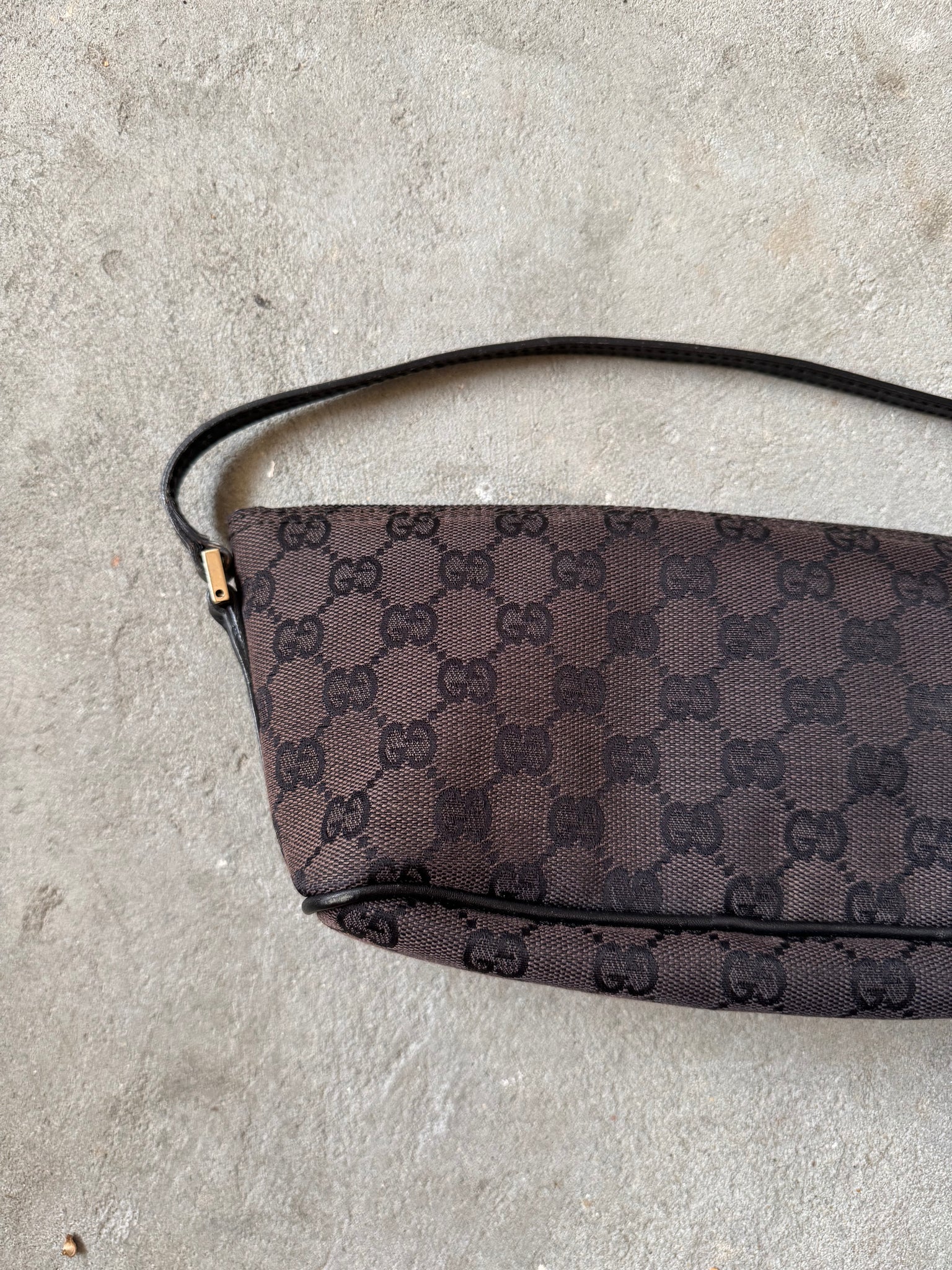 Gucci GG Monogram Pochette Boat Shoulder Bag Black