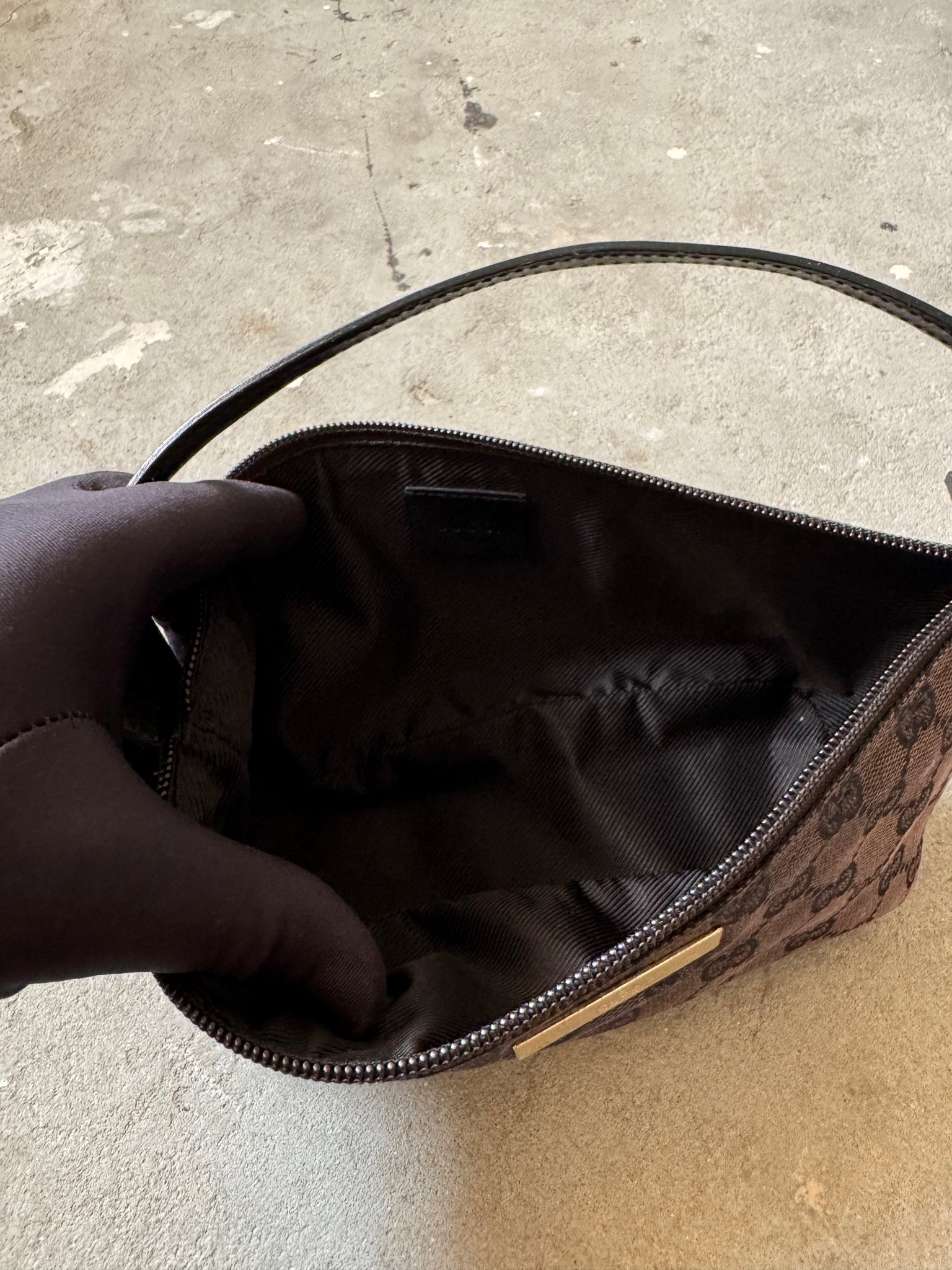 Gucci GG Monogram Pochette Boat Shoulder Bag Black