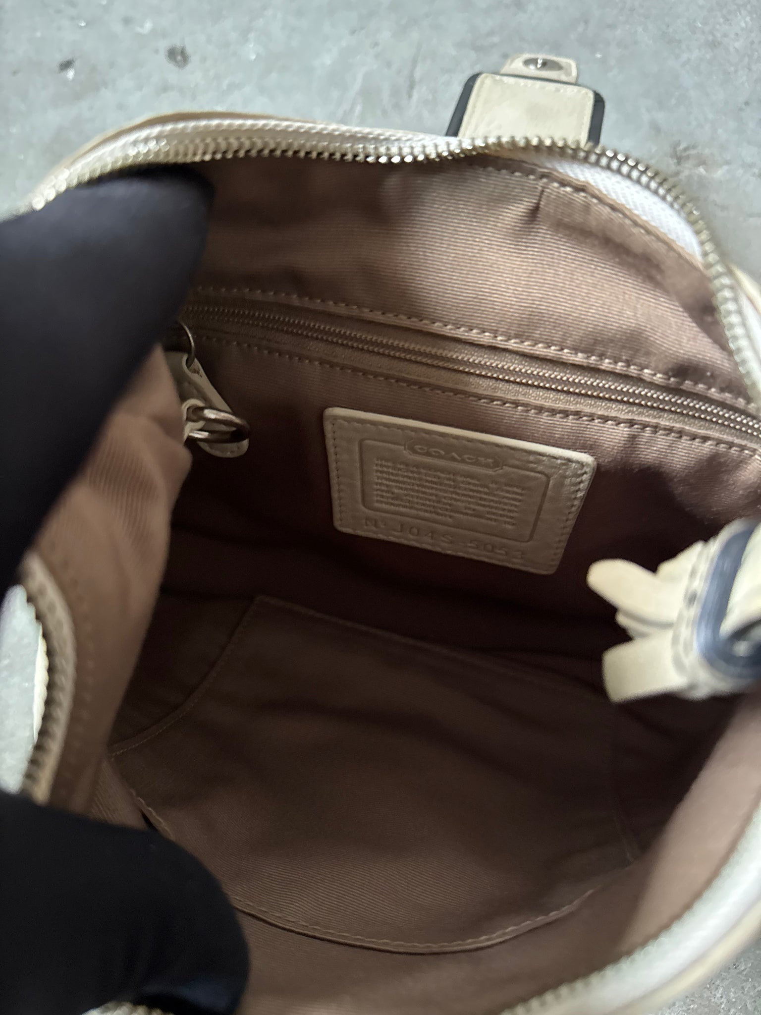 Coach Leather Mini Hampton Hobo Shoulder Bag Cream