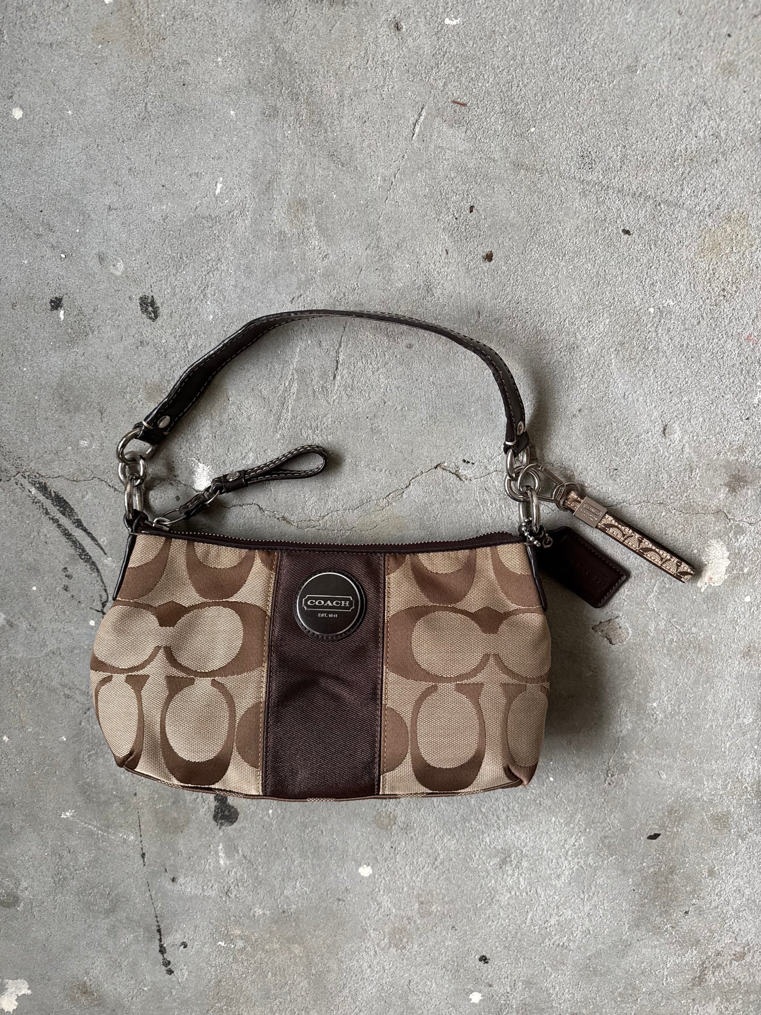 Coach Signature Stripe ShoulderBag Beige/Brown