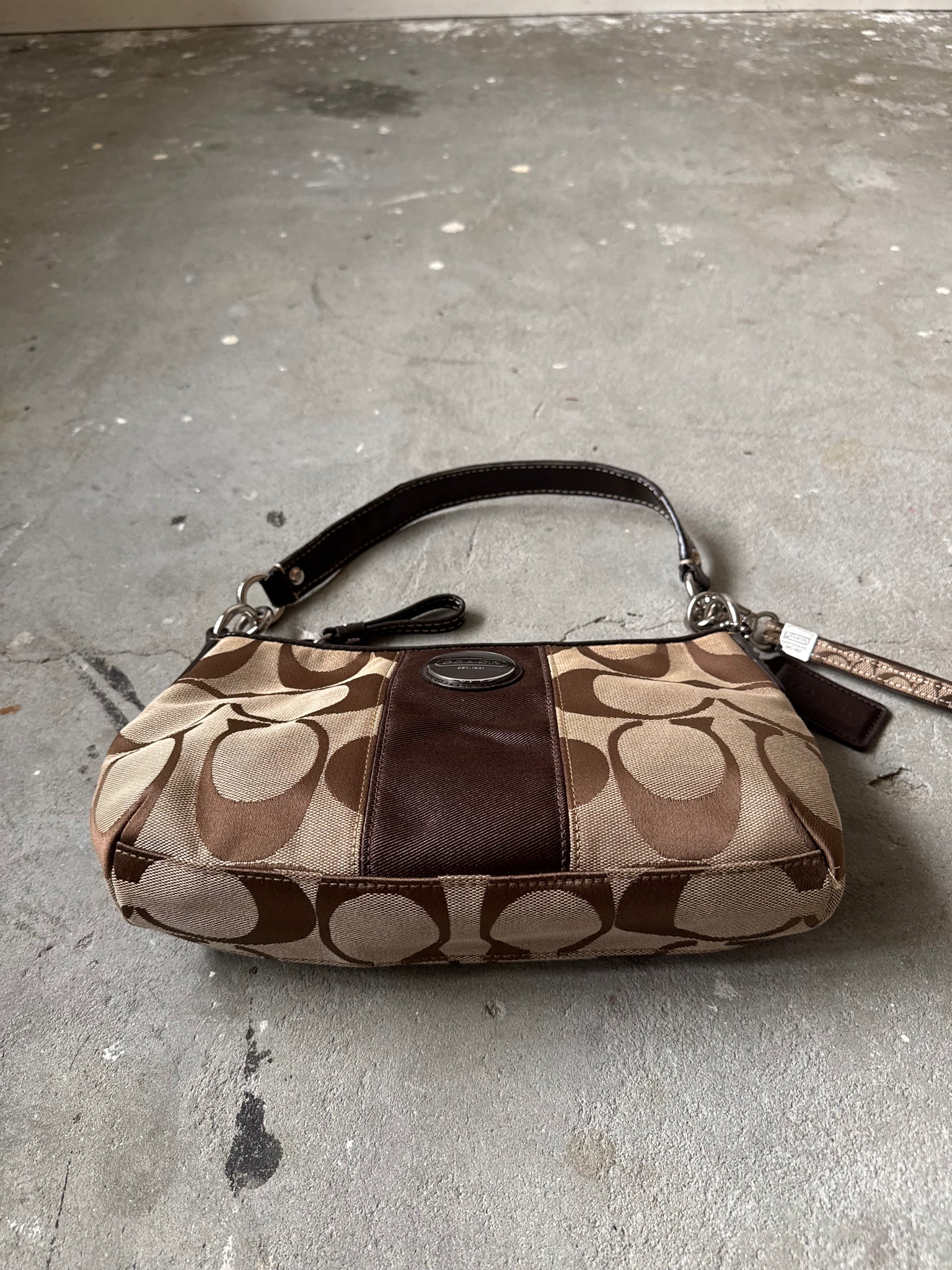 Coach Signature Stripe ShoulderBag Beige/Brown