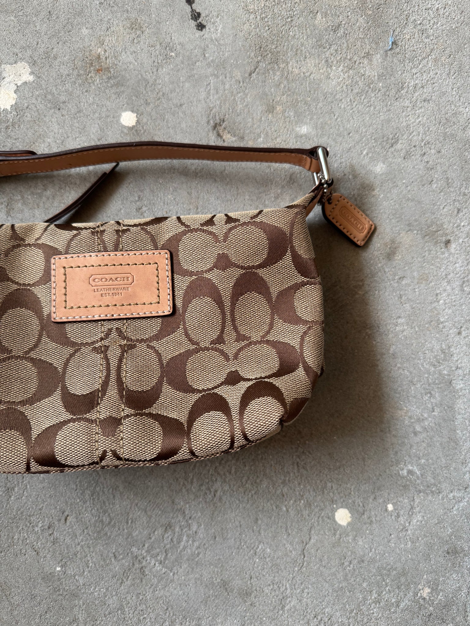 Coach Signauture Mini Hobo Shoulder Bag Beige