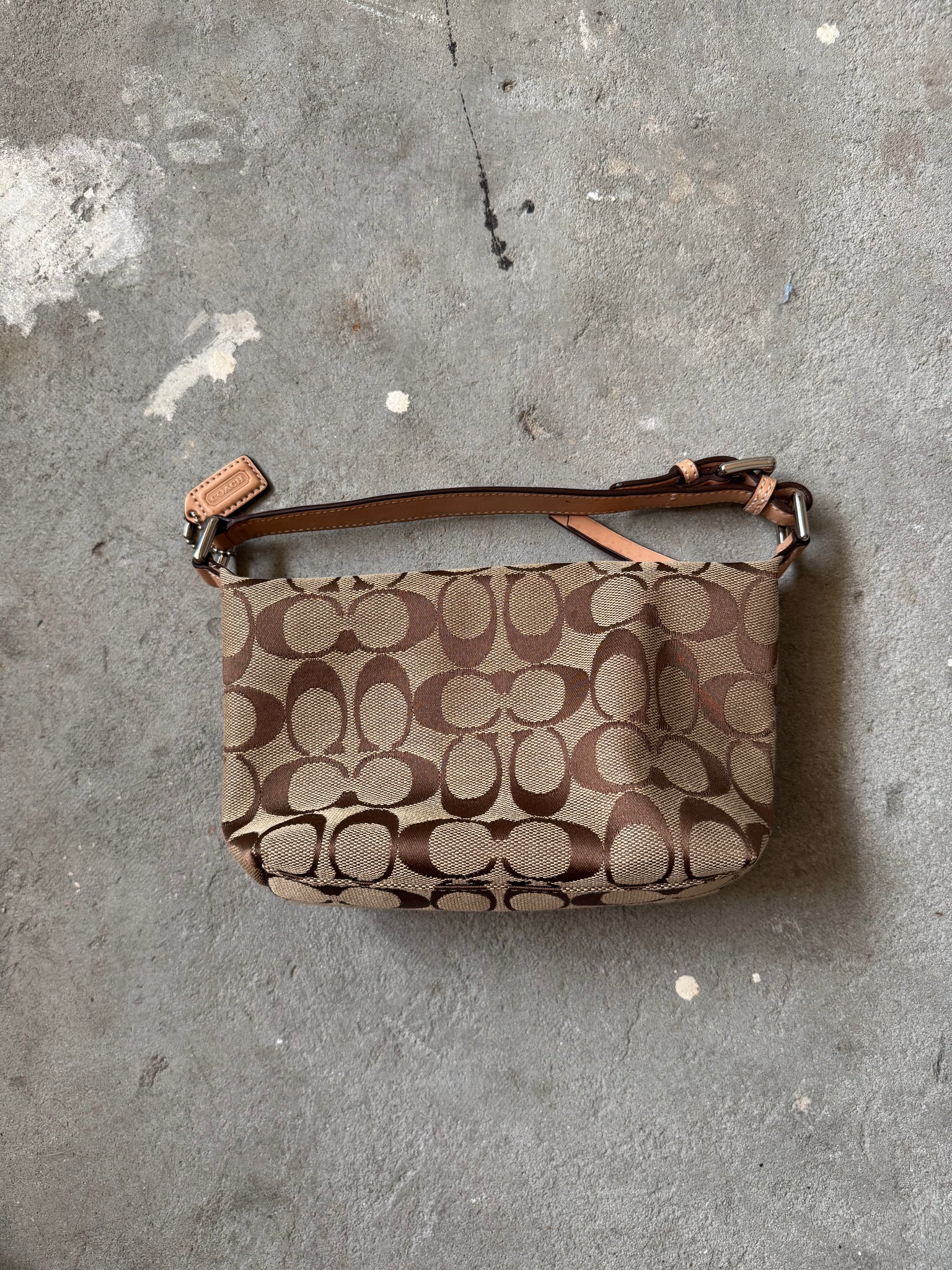 Coach Signauture Mini Hobo Shoulder Bag Beige