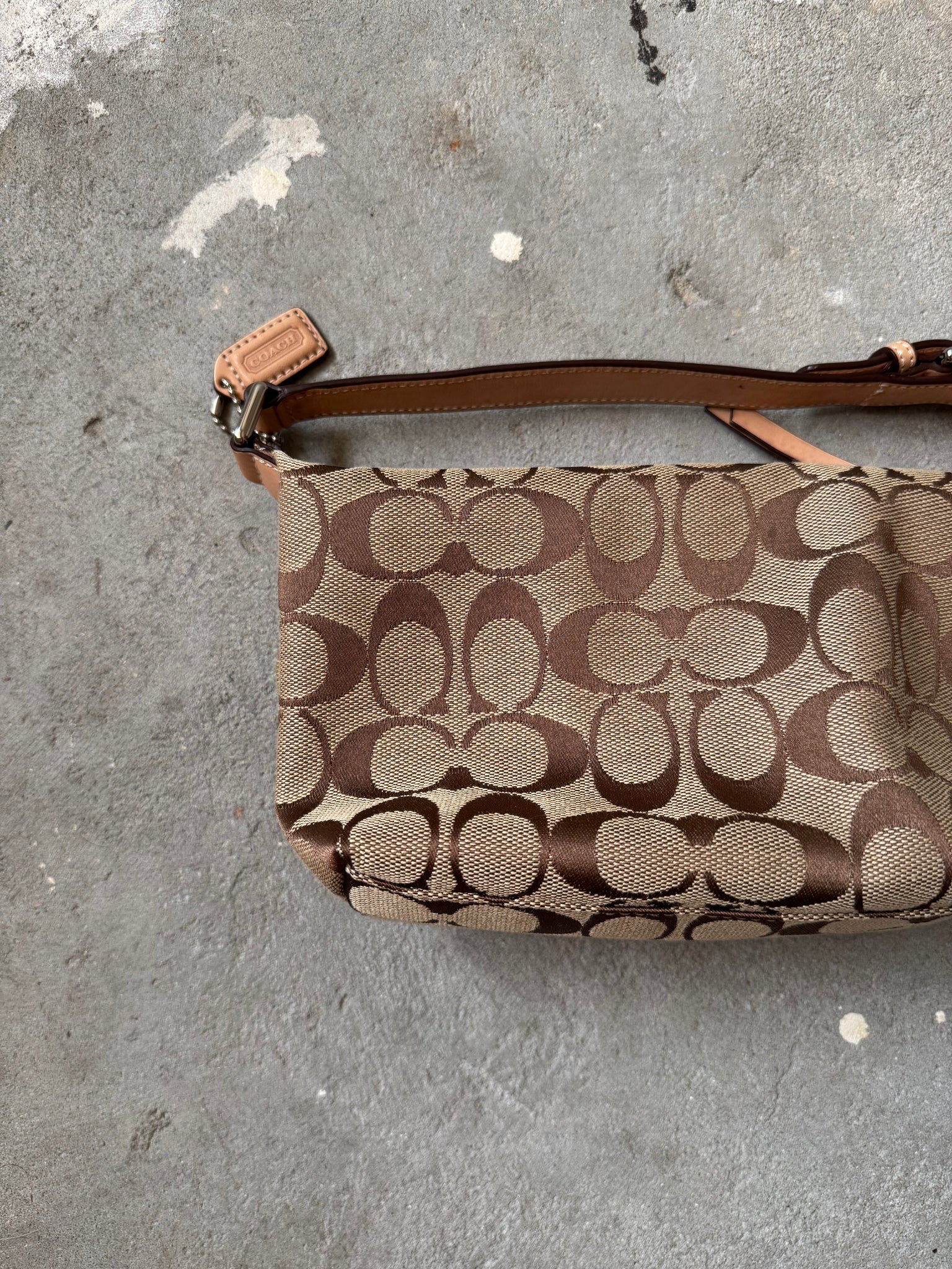 Coach Signauture Mini Hobo Shoulder Bag Beige