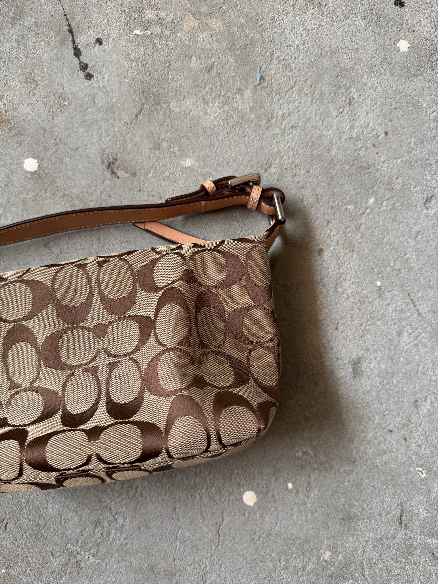 Coach Signauture Mini Hobo Shoulder Bag Beige