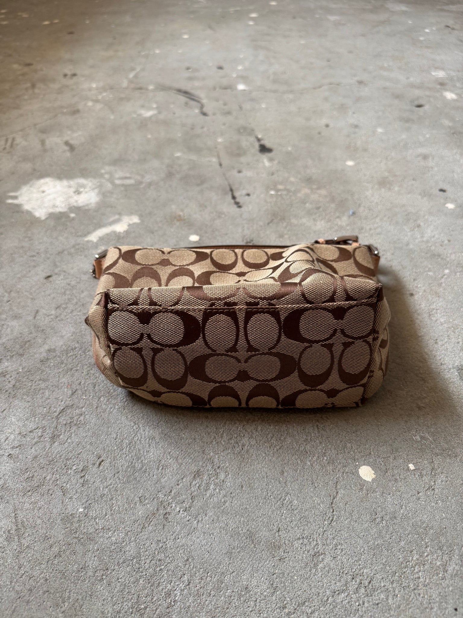 Coach Signauture Mini Hobo Shoulder Bag Beige