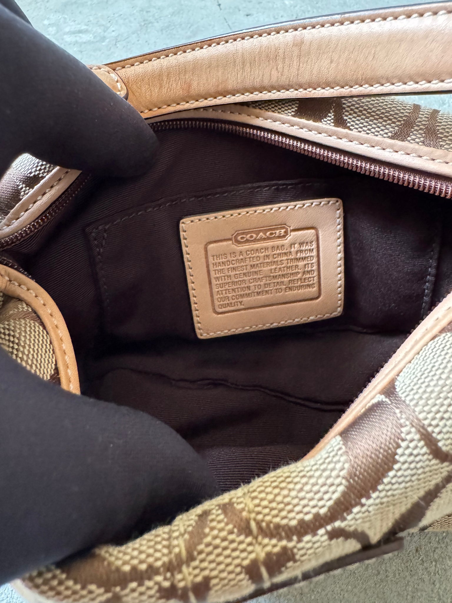 Coach Signauture Mini Hobo Shoulder Bag Beige