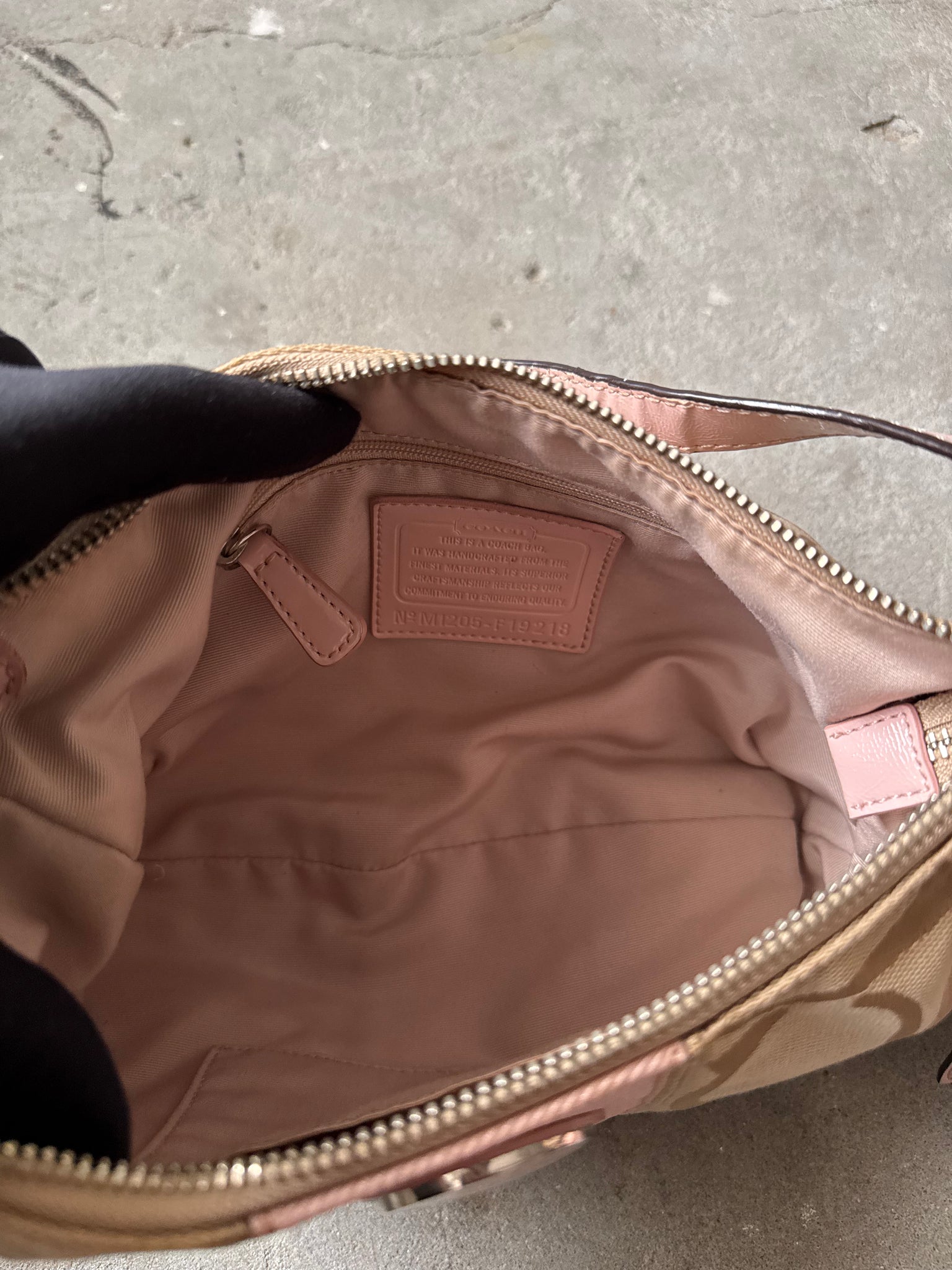 Coach 2Way Signature Stripe ShoulderBag Beige/Pink