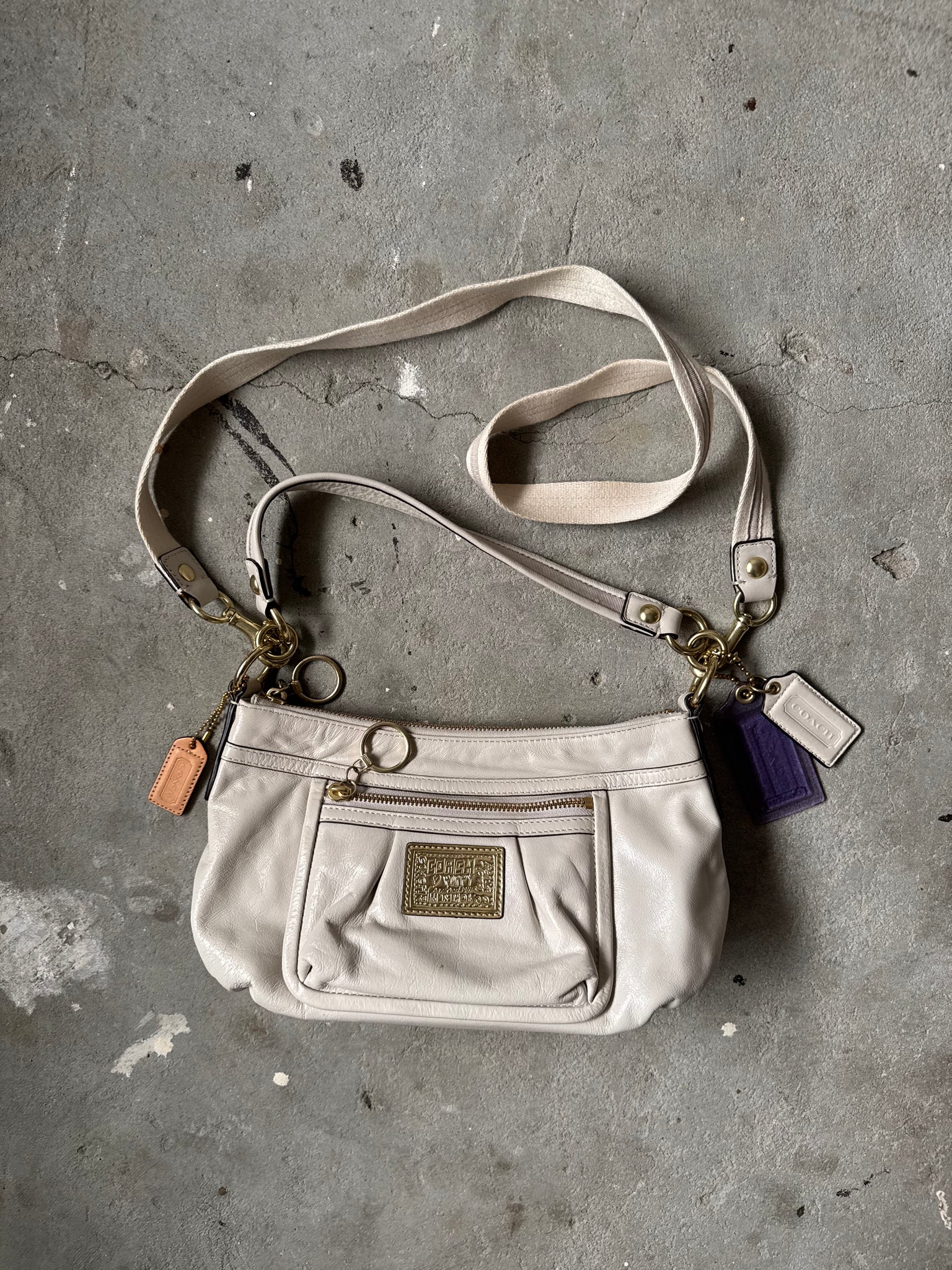 Coach 2Way Leather Poppy Shoulder Bag White