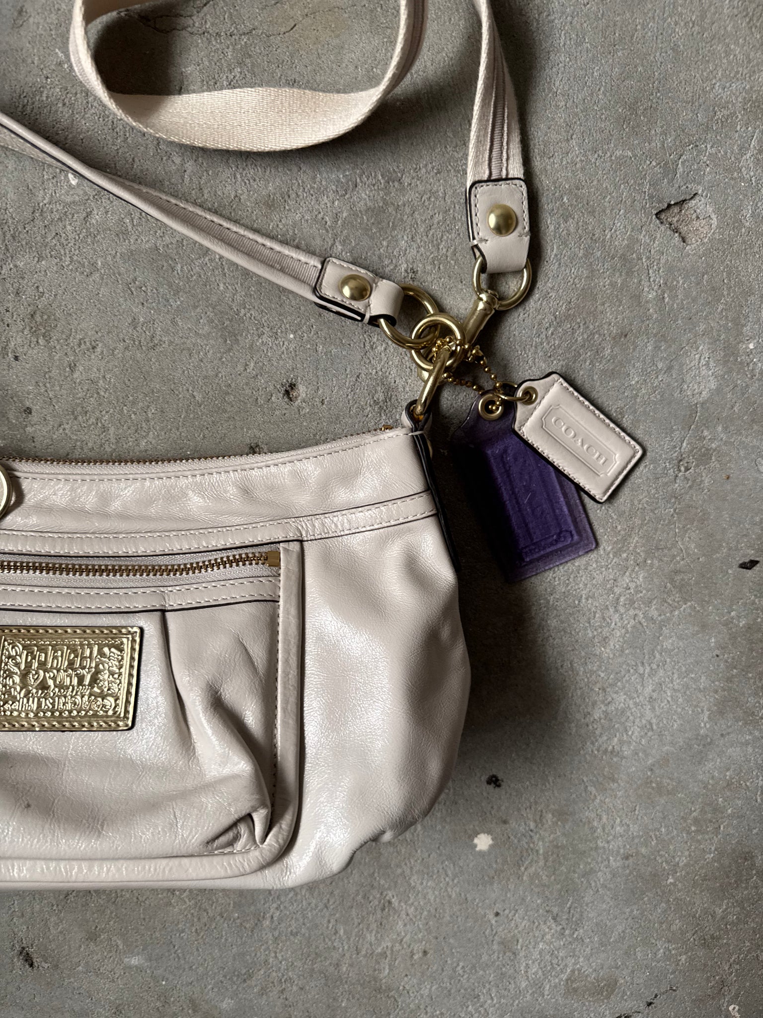 Coach 2Way Leather Poppy Shoulder Bag White