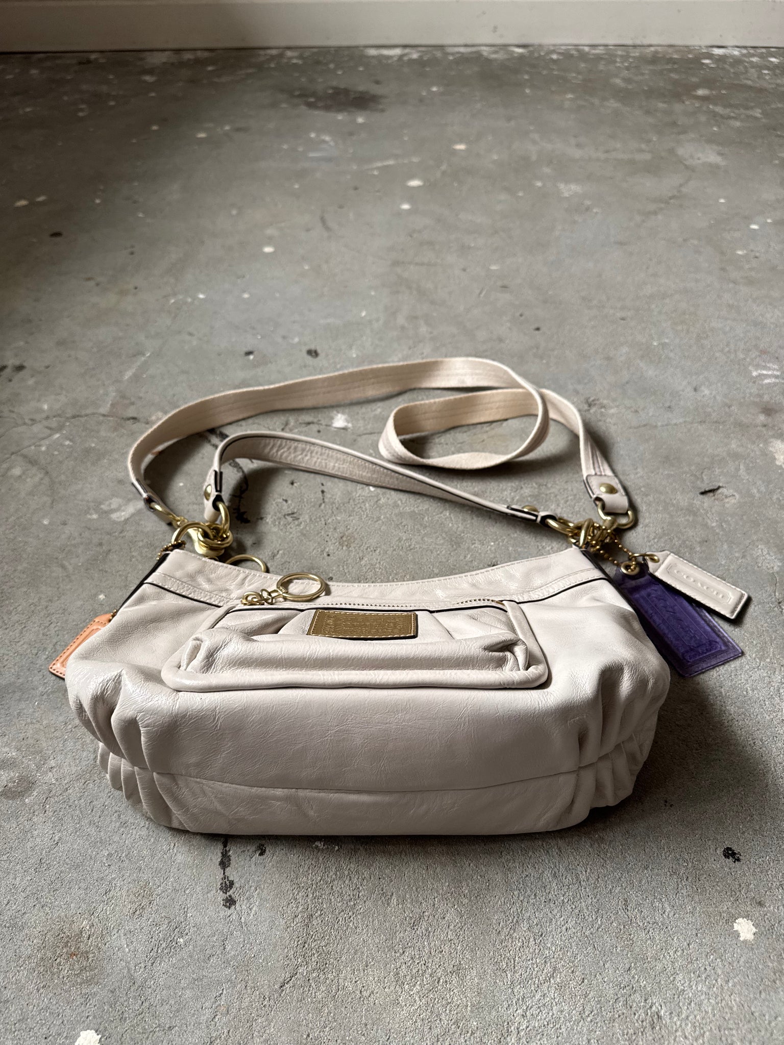 Coach 2Way Leather Poppy Shoulder Bag White