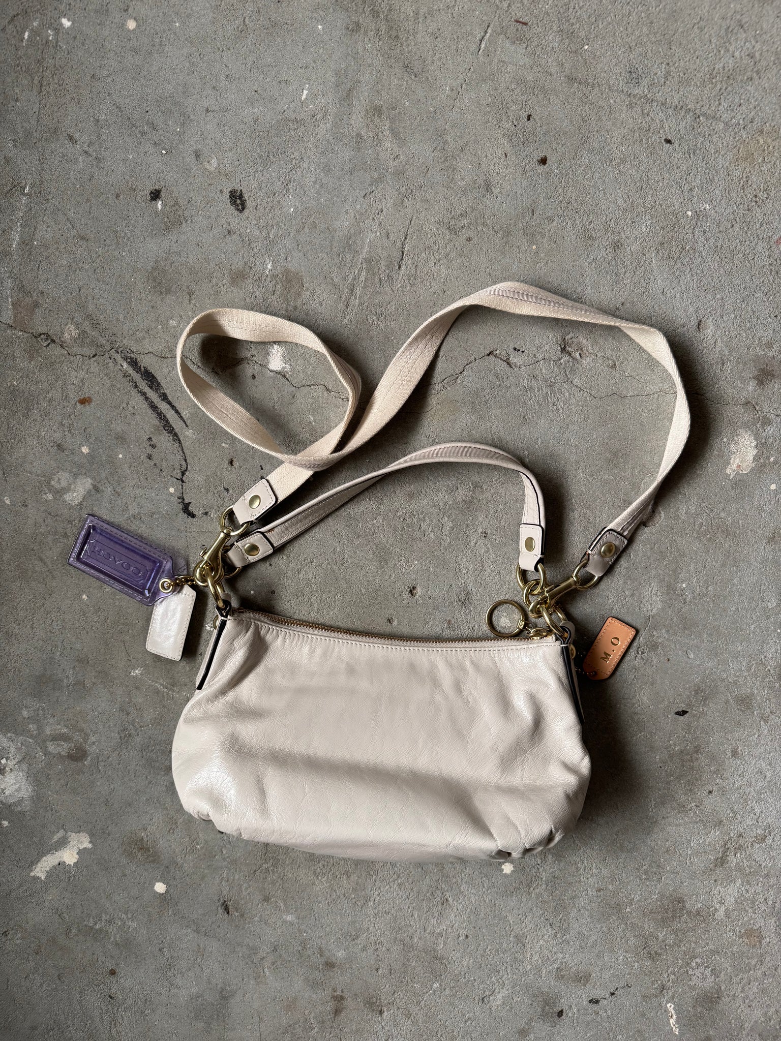 Coach 2Way Leather Poppy Shoulder Bag White