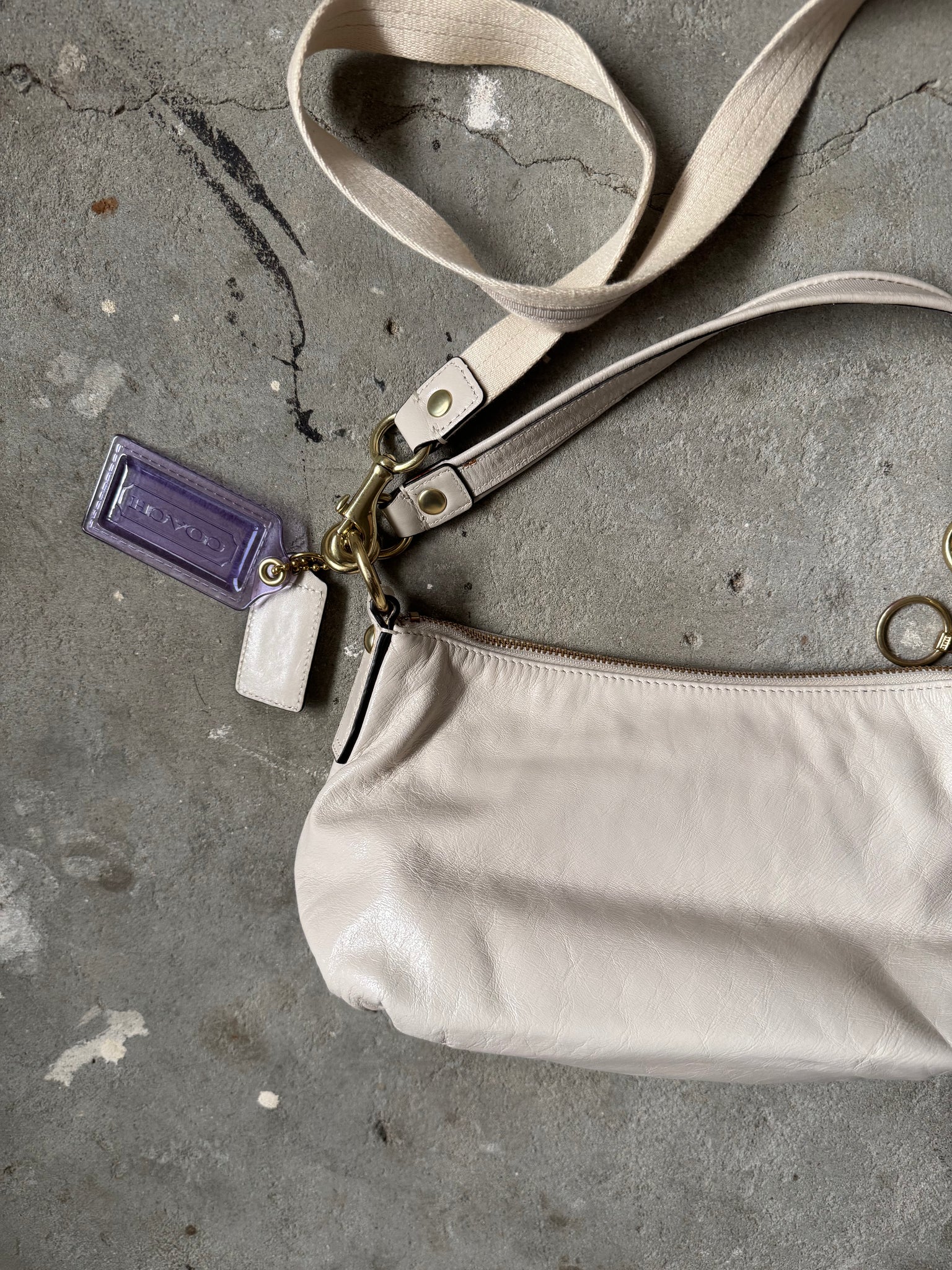 Coach 2Way Leather Poppy Shoulder Bag White