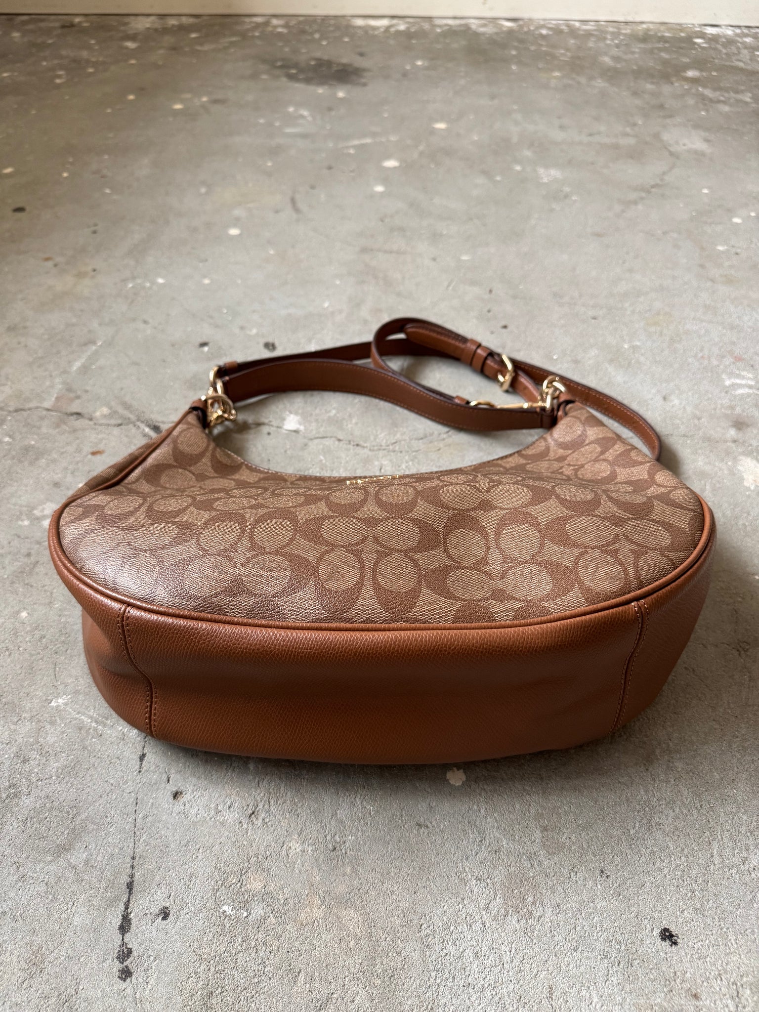 Coach 2Way Signature PVC Hobo Shoulder Bag Beige/Brown