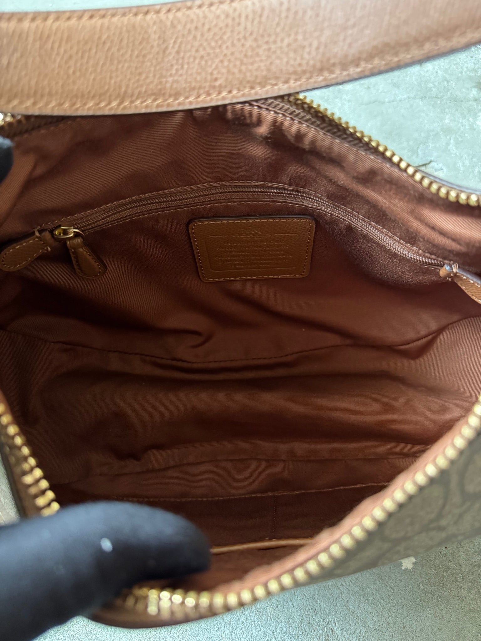 Coach 2Way Signature PVC Hobo Shoulder Bag Beige/Brown