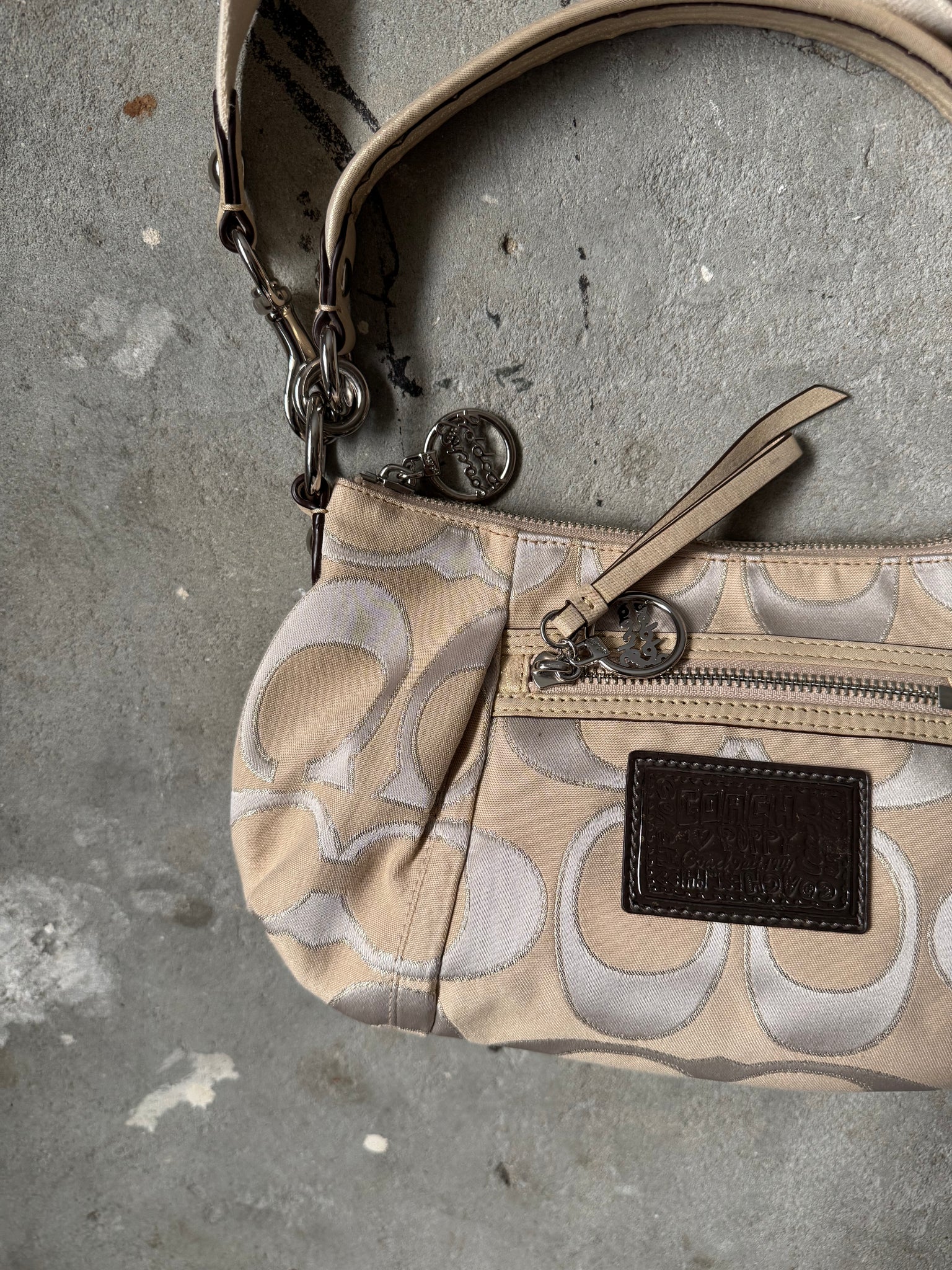 Coach 2Way Signature Poppy Shoulder Bag Beige/Gold