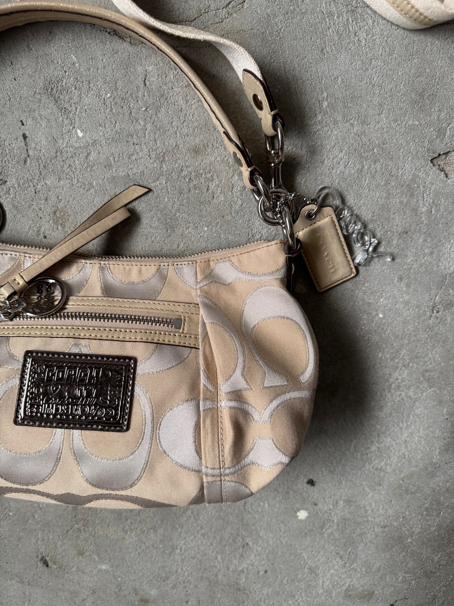 Coach 2Way Signature Poppy Shoulder Bag Beige/Gold