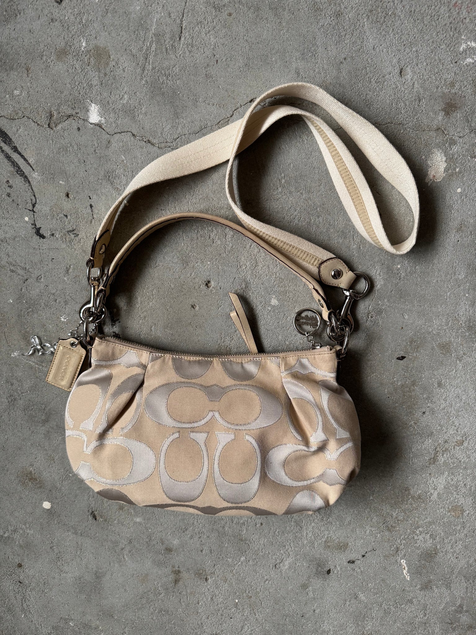 Coach 2Way Signature Poppy Shoulder Bag Beige/Gold