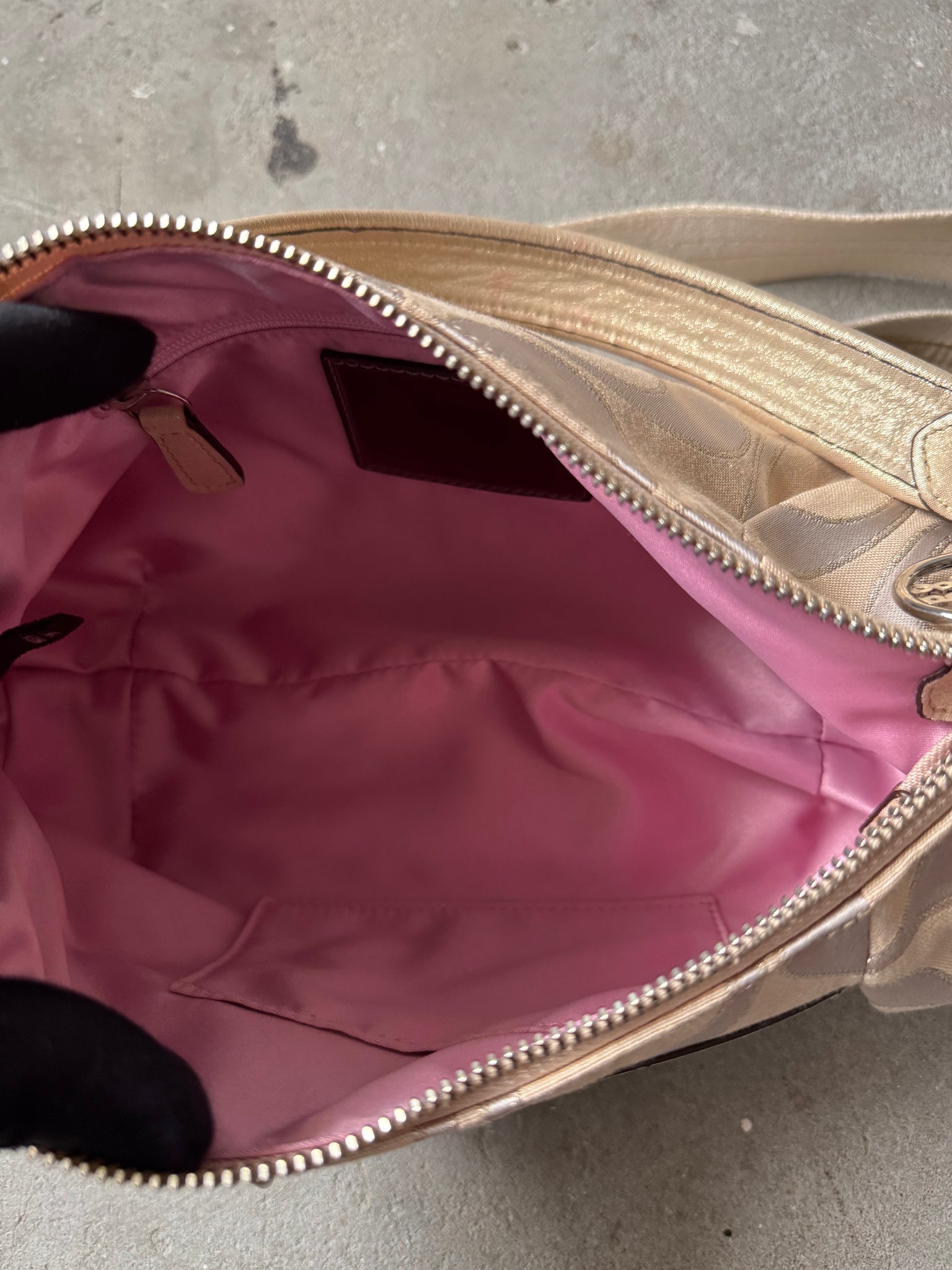 Coach 2Way Signature Poppy Shoulder Bag Beige/Gold