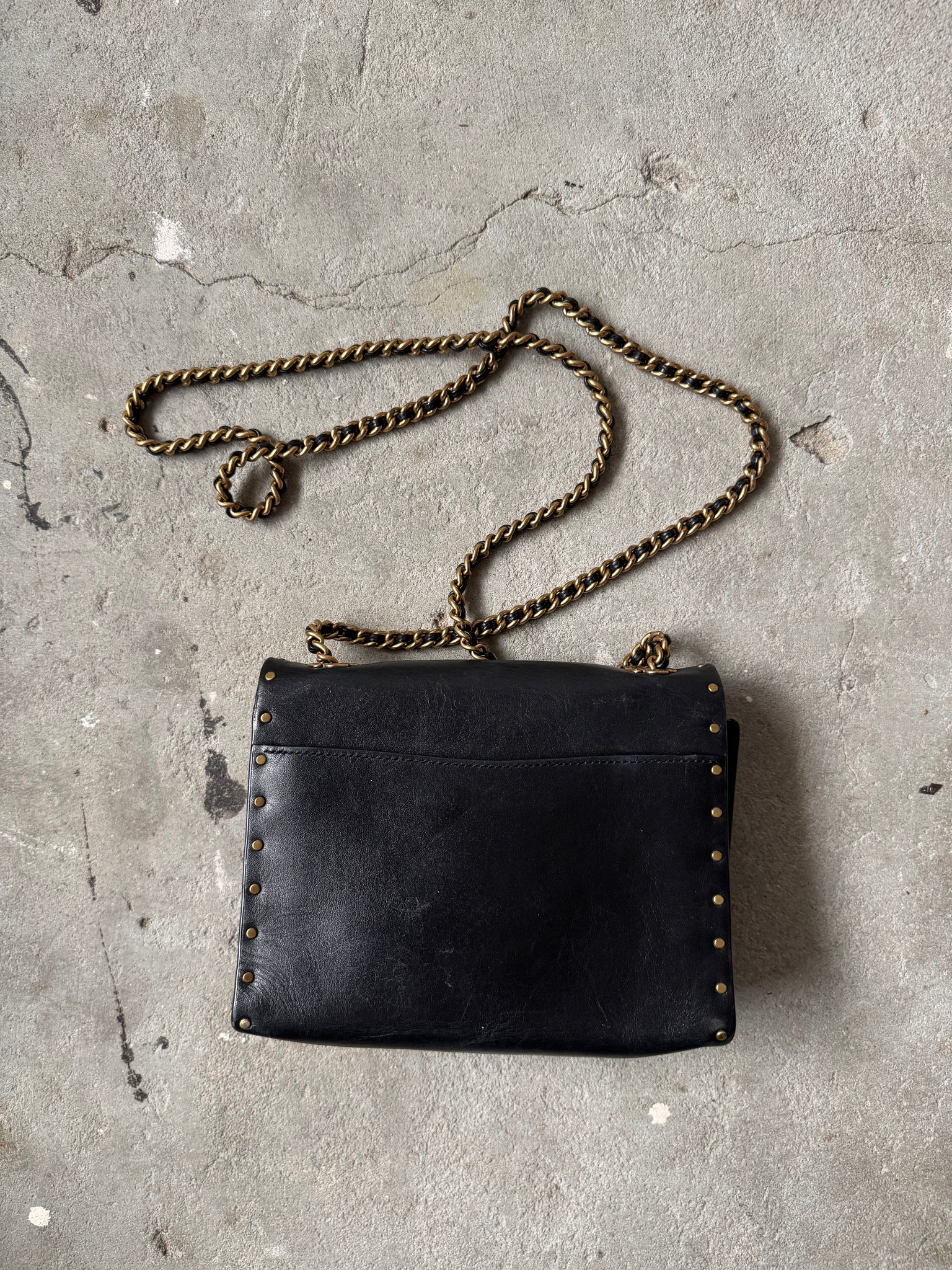 Coach Leather Parker 18 Chain Crossbody Bag Black