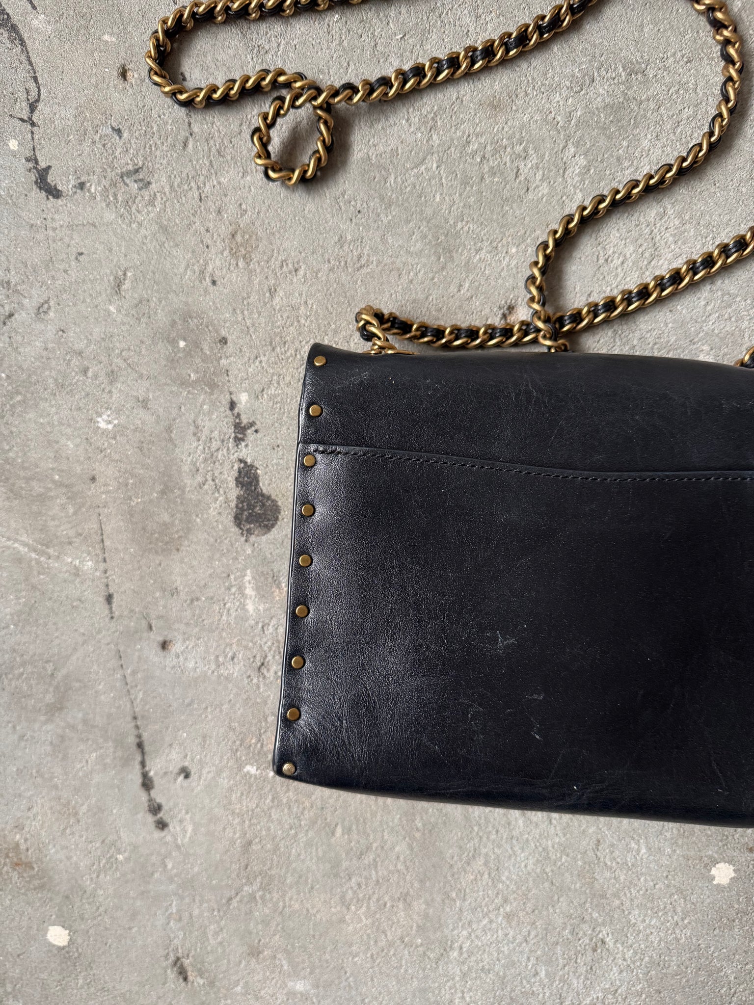 Coach Leather Parker 18 Chain Crossbody Bag Black