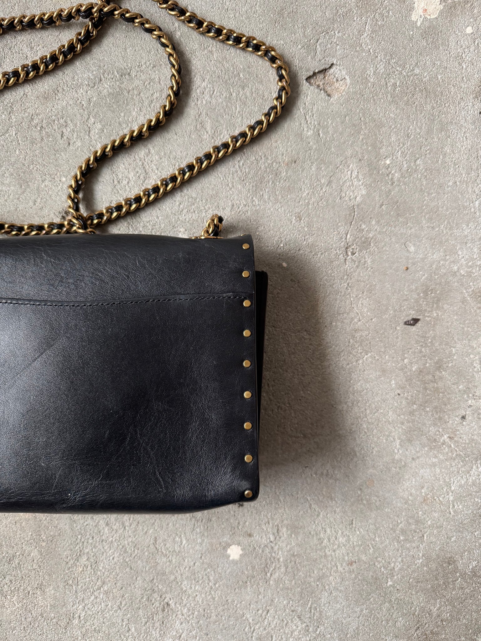 Coach Leather Parker 18 Chain Crossbody Bag Black