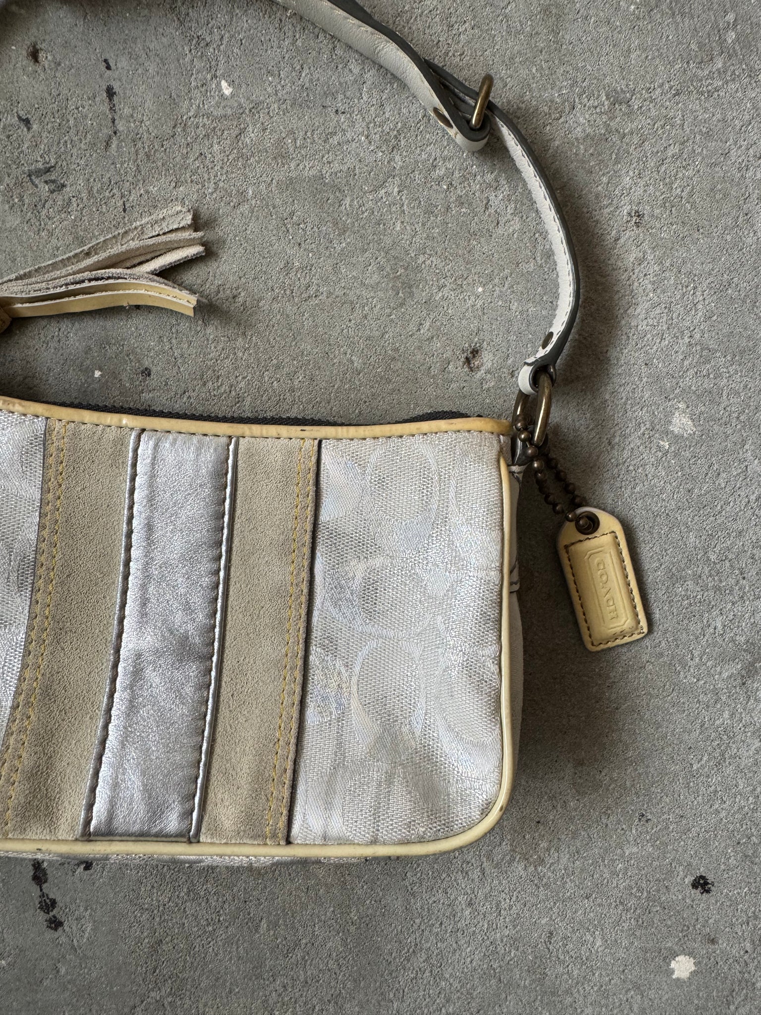 Coach Y2K Signature Shoulder Bag Metallic Silver