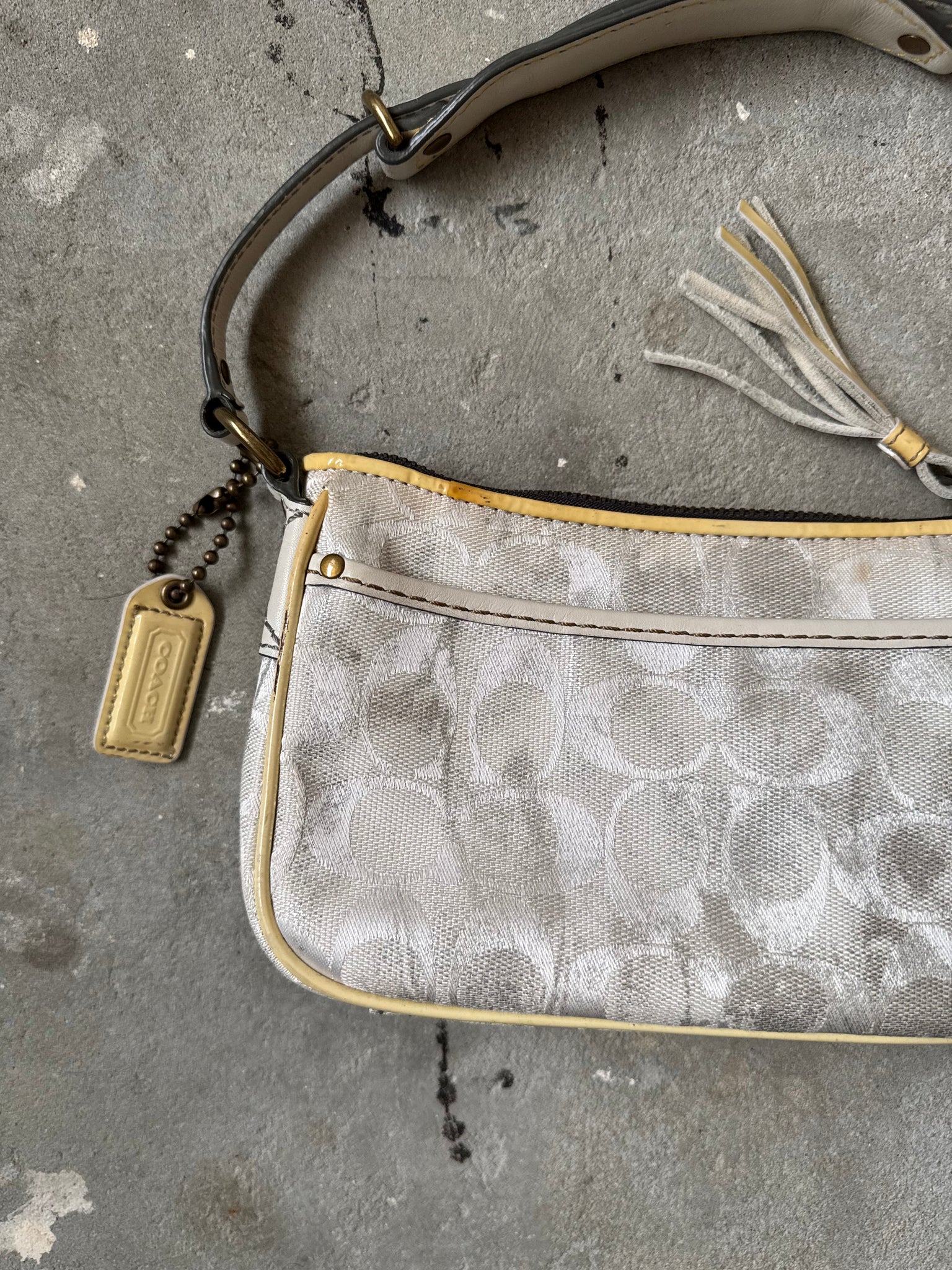 Coach Y2K Signature Shoulder Bag Metallic Silver