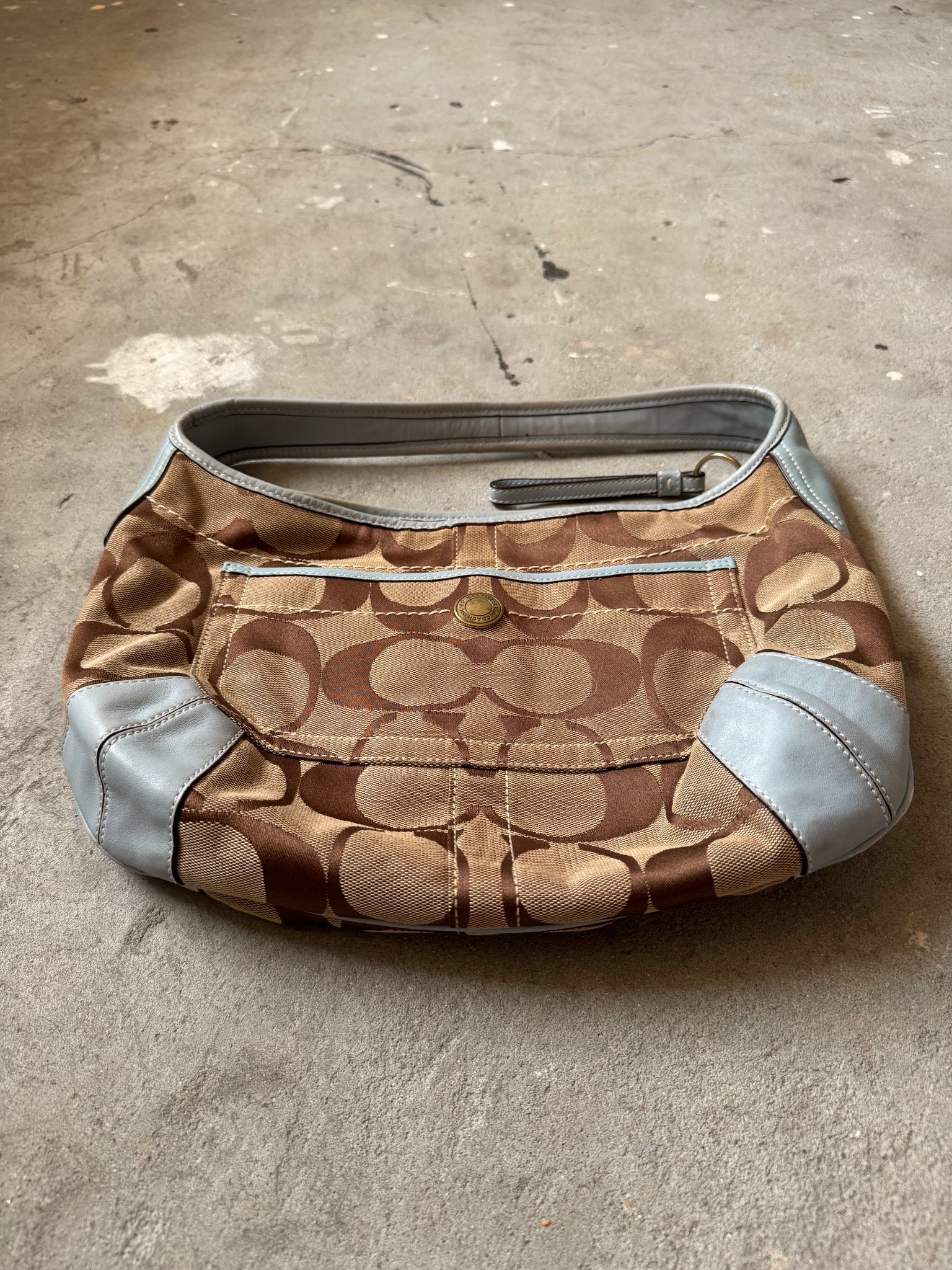 Coach Signature Hobo Ergo Shoulder Bag Beige/Blue