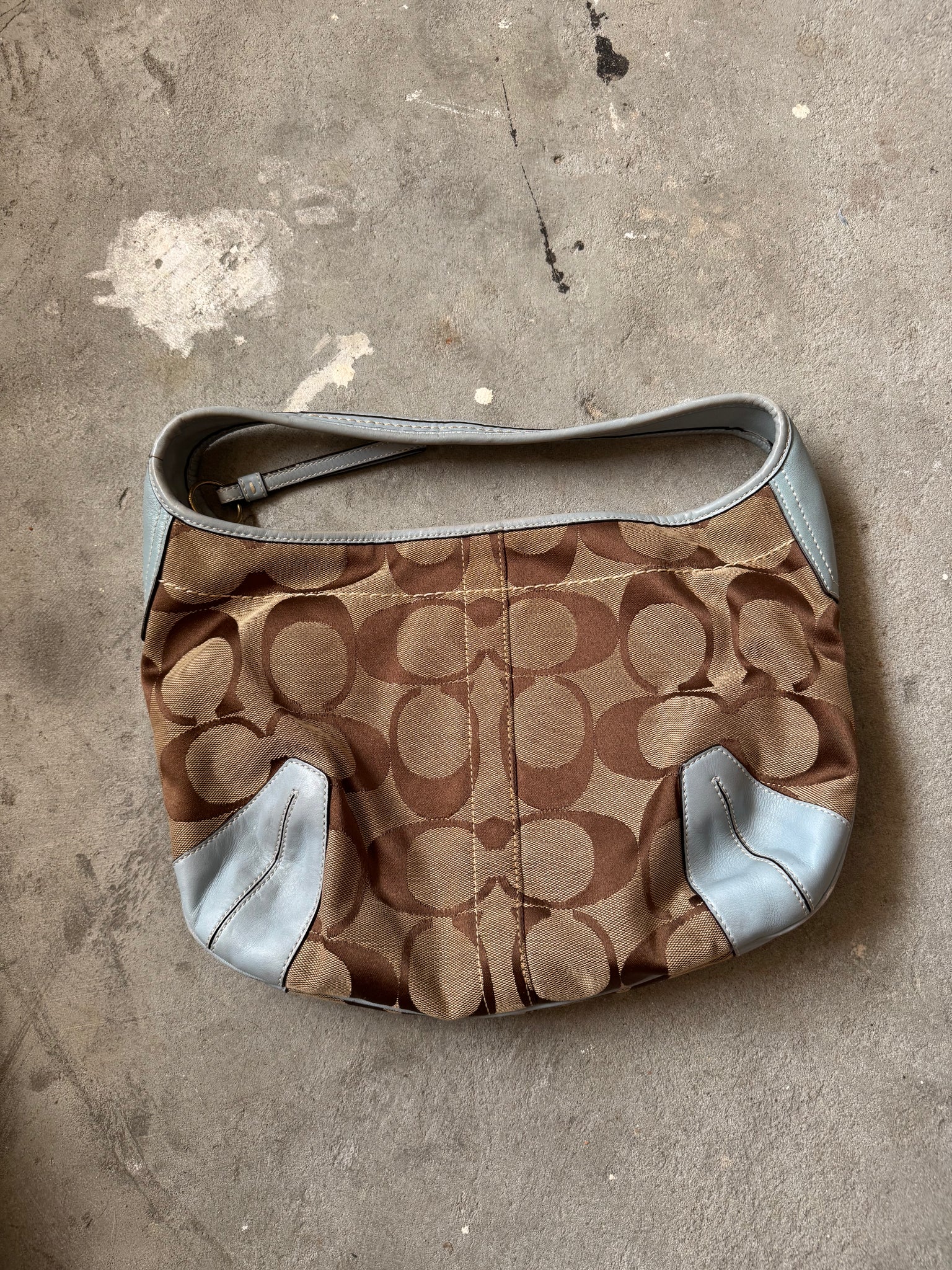 Coach Signature Hobo Ergo Shoulder Bag Beige/Blue