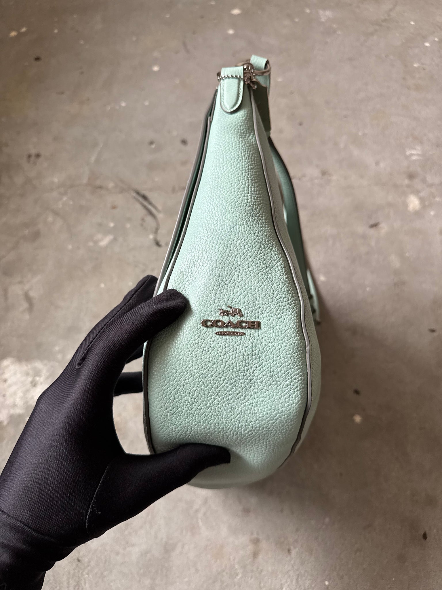 Coach 2Way Hobo Pebbled Turnlock Shoulder Bag Mint Green