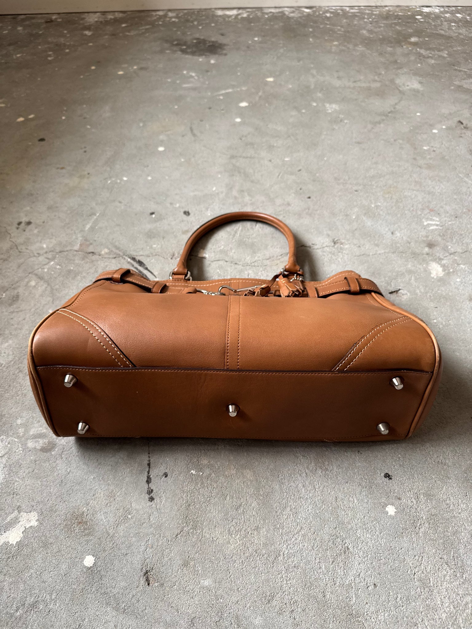 Coach Leather Hampton Clip HandBag Brown