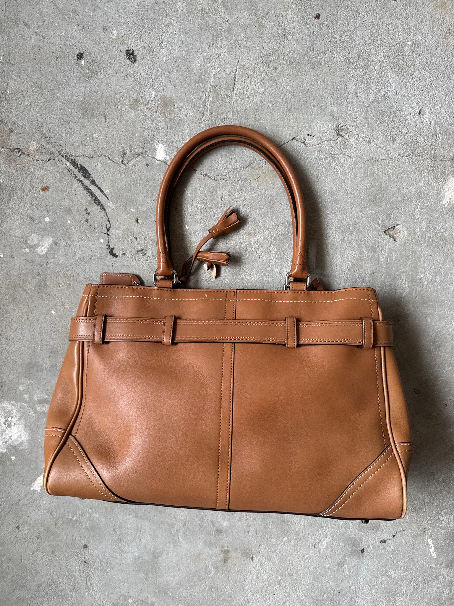 Coach Leather Hampton Clip HandBag Brown