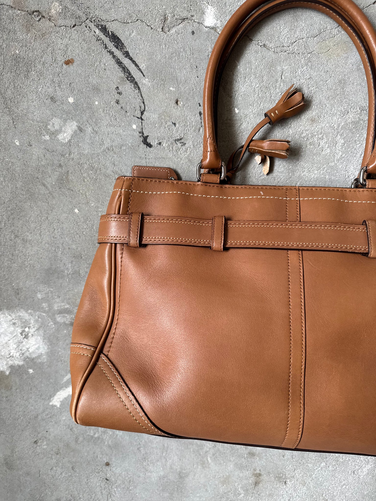 Coach Leather Hampton Clip HandBag Brown