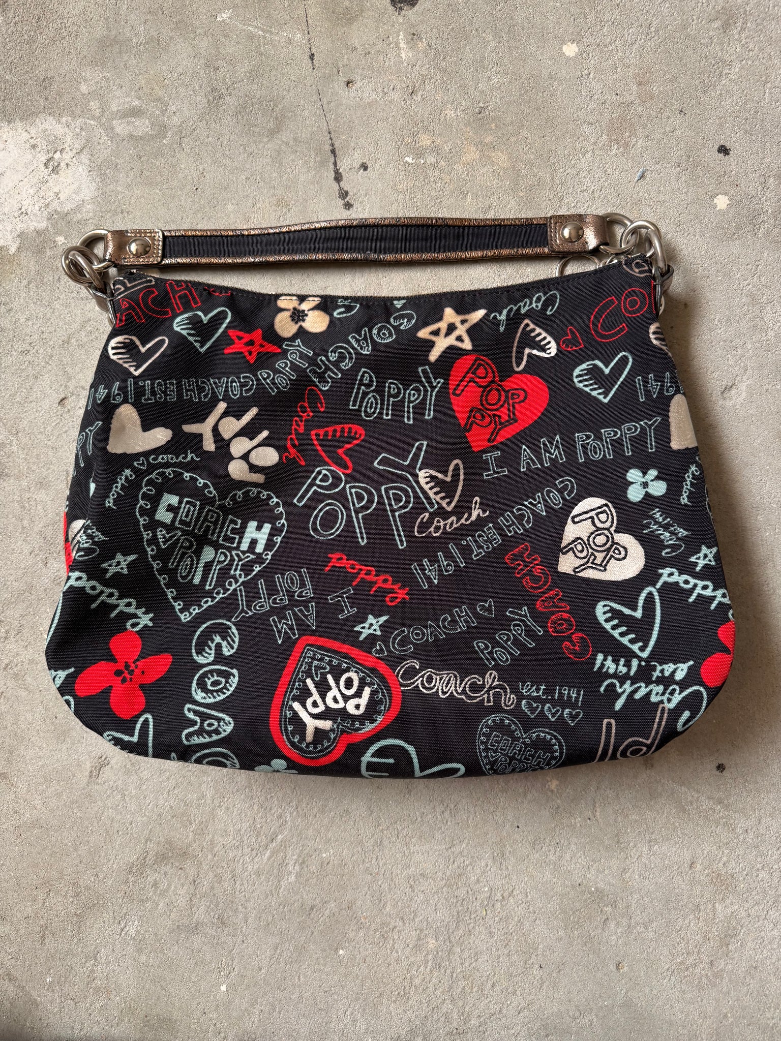 Coach Poppy Graffiti Hearts Shoulder Bag