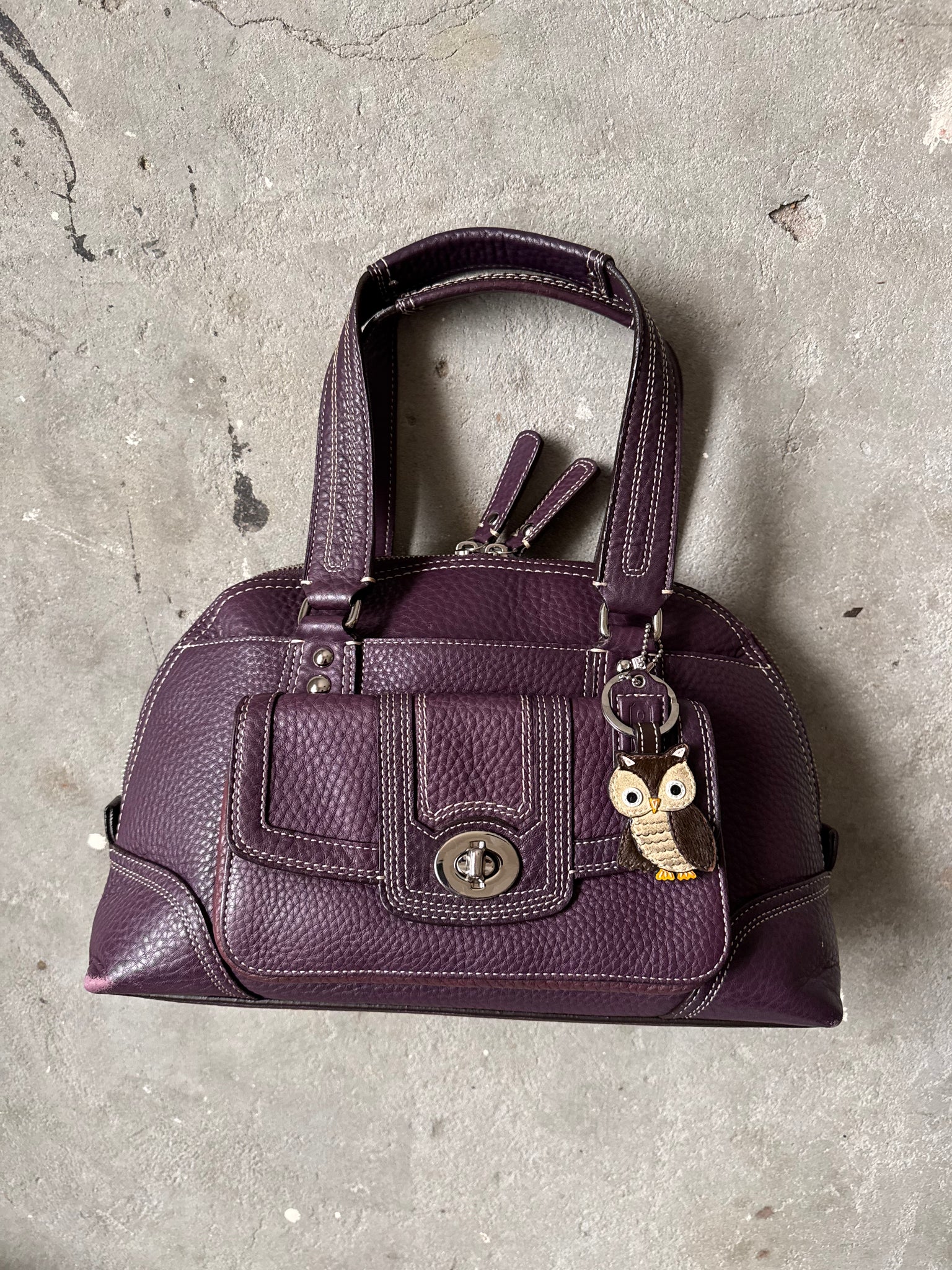 Coach Leather Hampton Shoulder Bag Purple