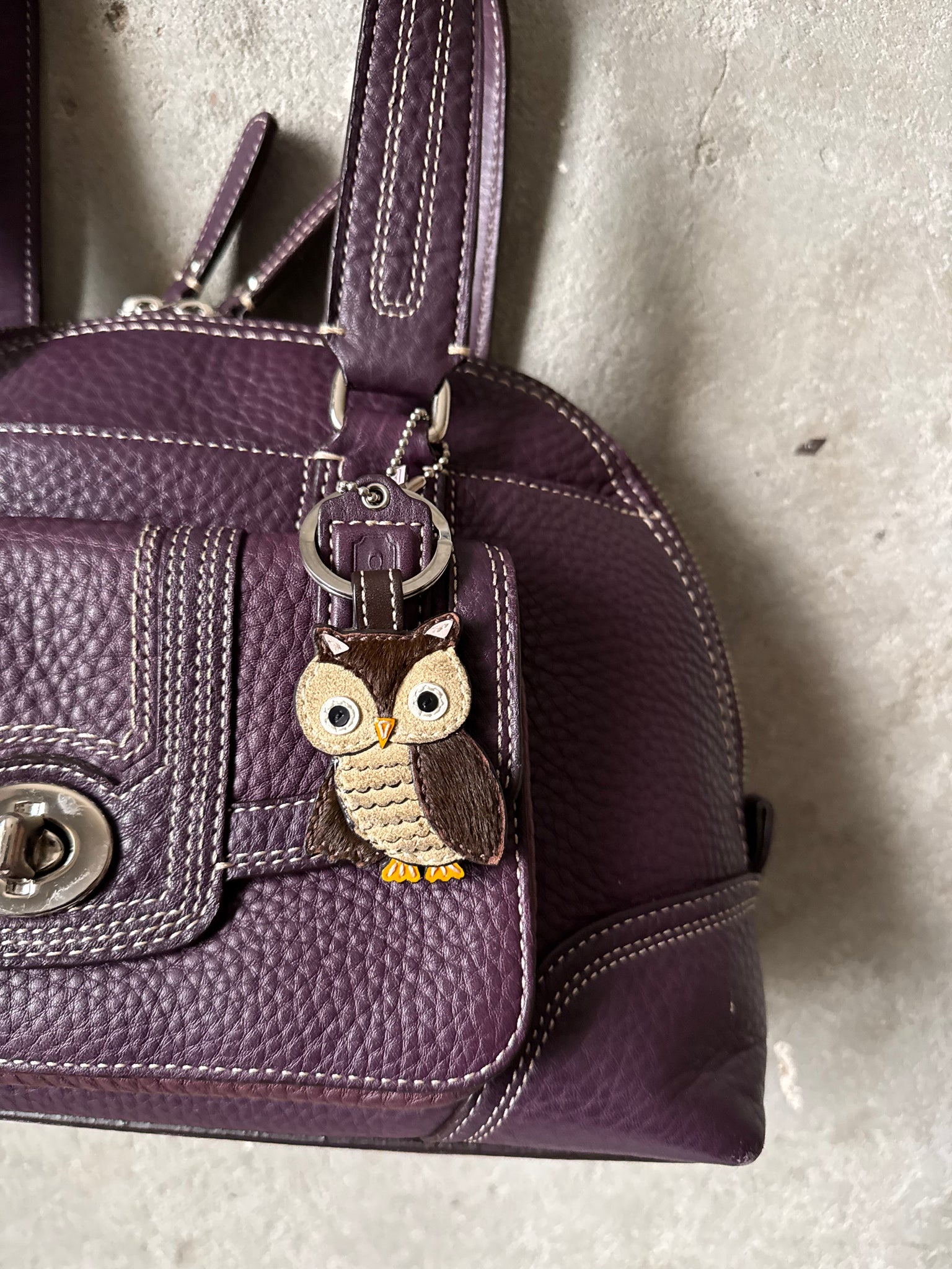 Coach Leather Hampton Shoulder Bag Purple