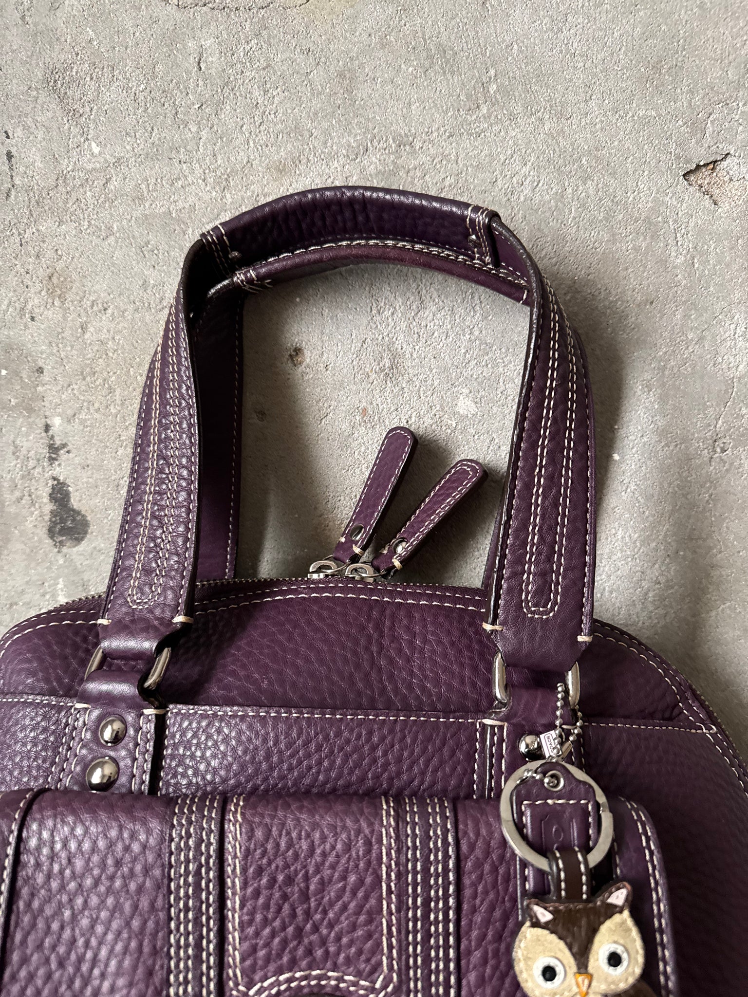 Coach Leather Hampton Shoulder Bag Purple