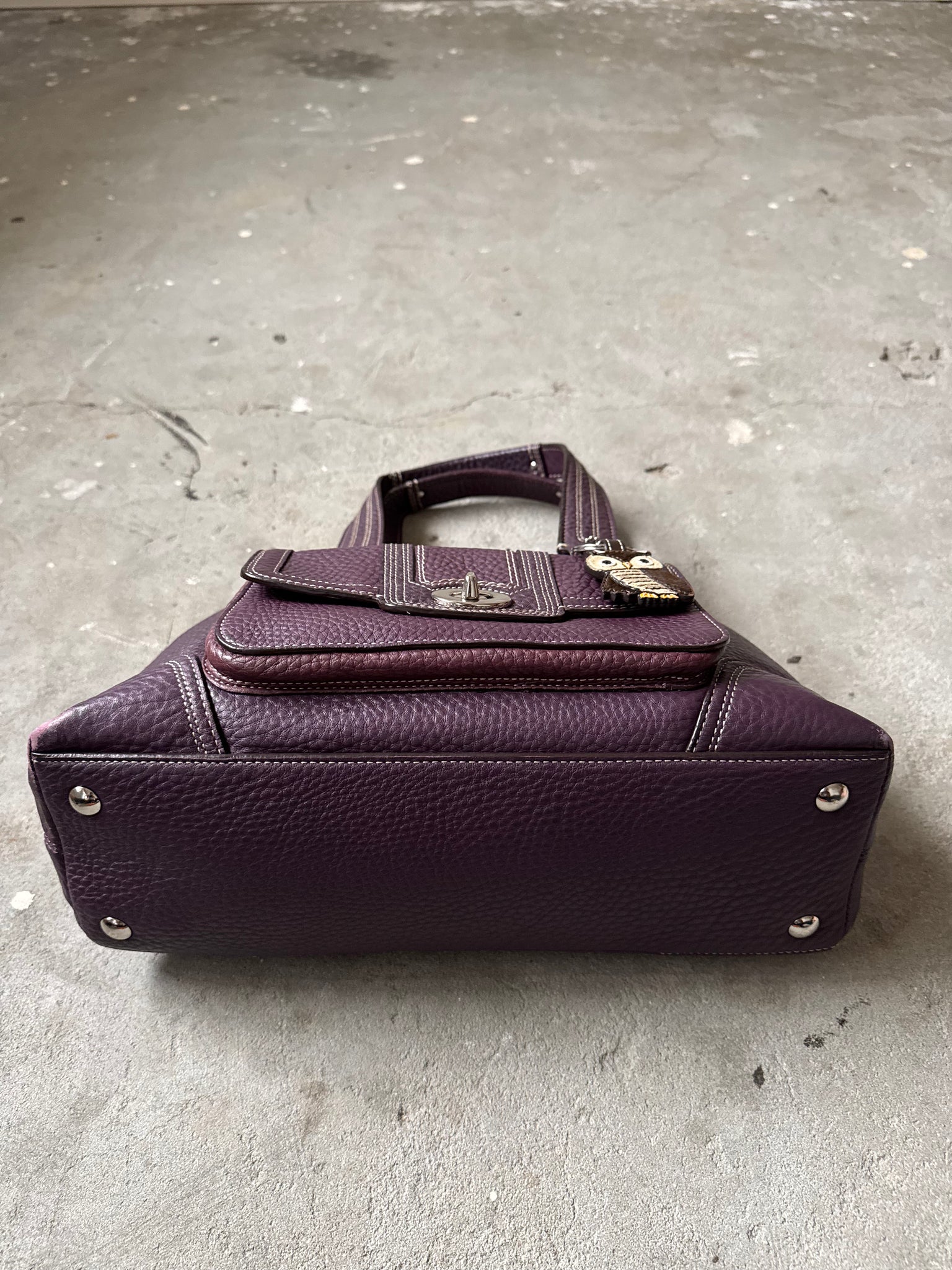 Coach Leather Hampton Shoulder Bag Purple