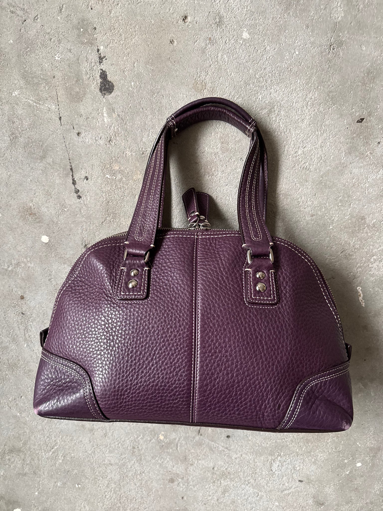 Coach Leather Hampton Shoulder Bag Purple