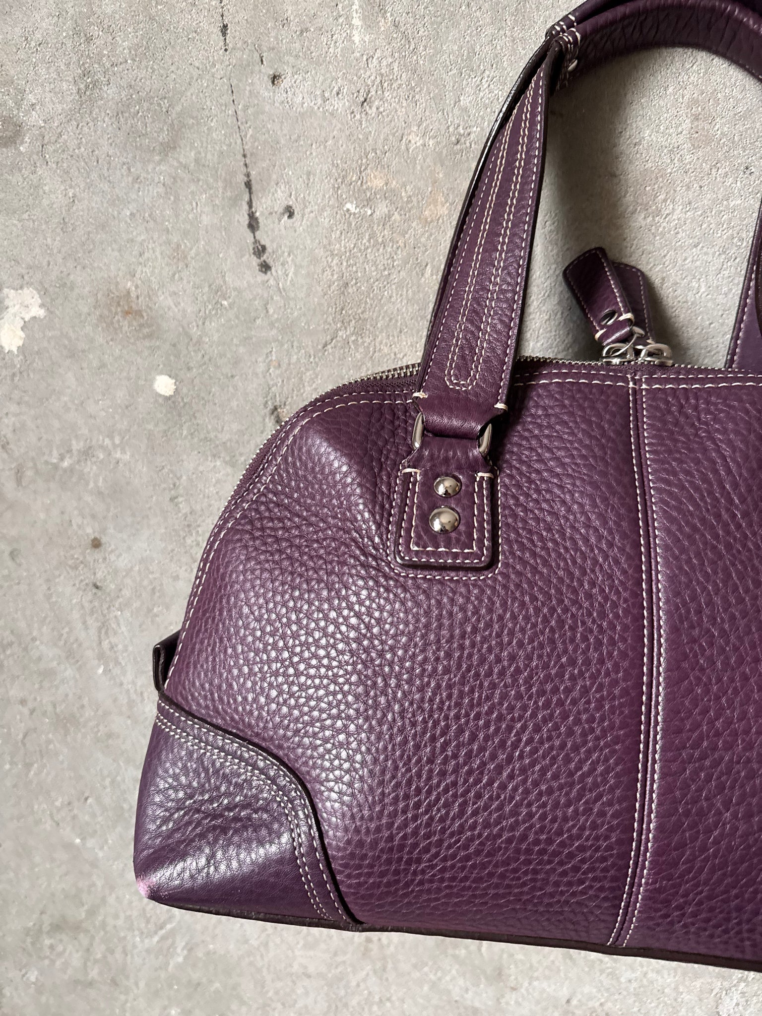 Coach Leather Hampton Shoulder Bag Purple