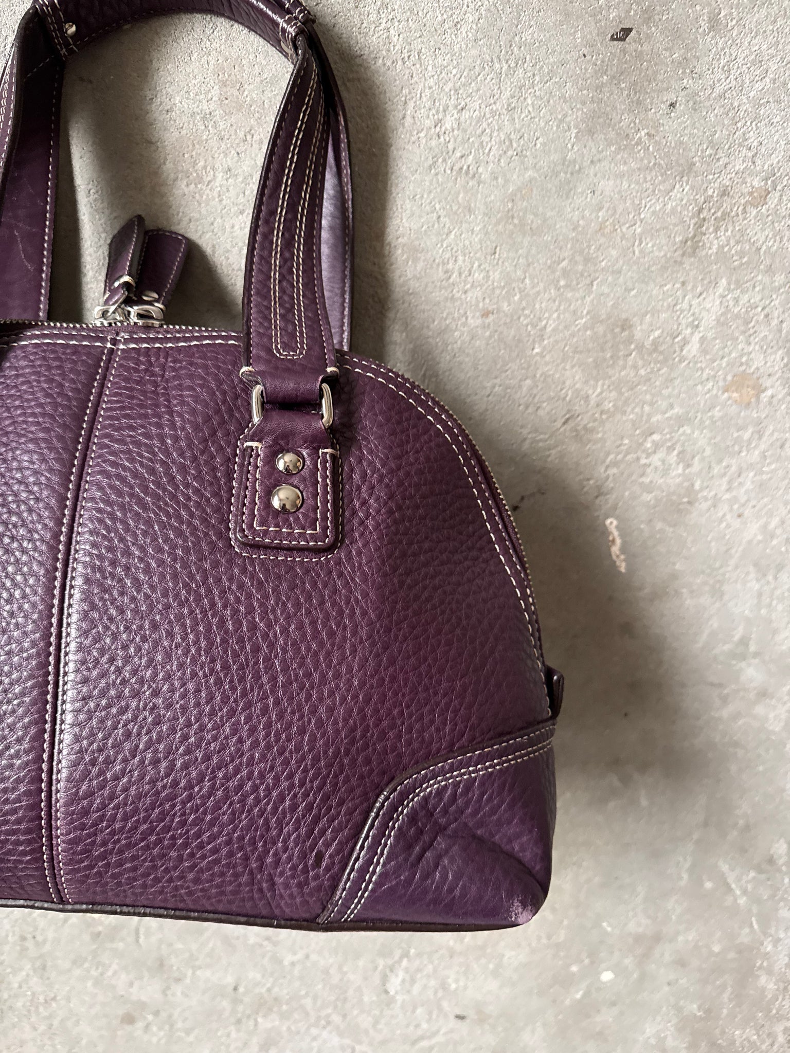Coach Leather Hampton Shoulder Bag Purple