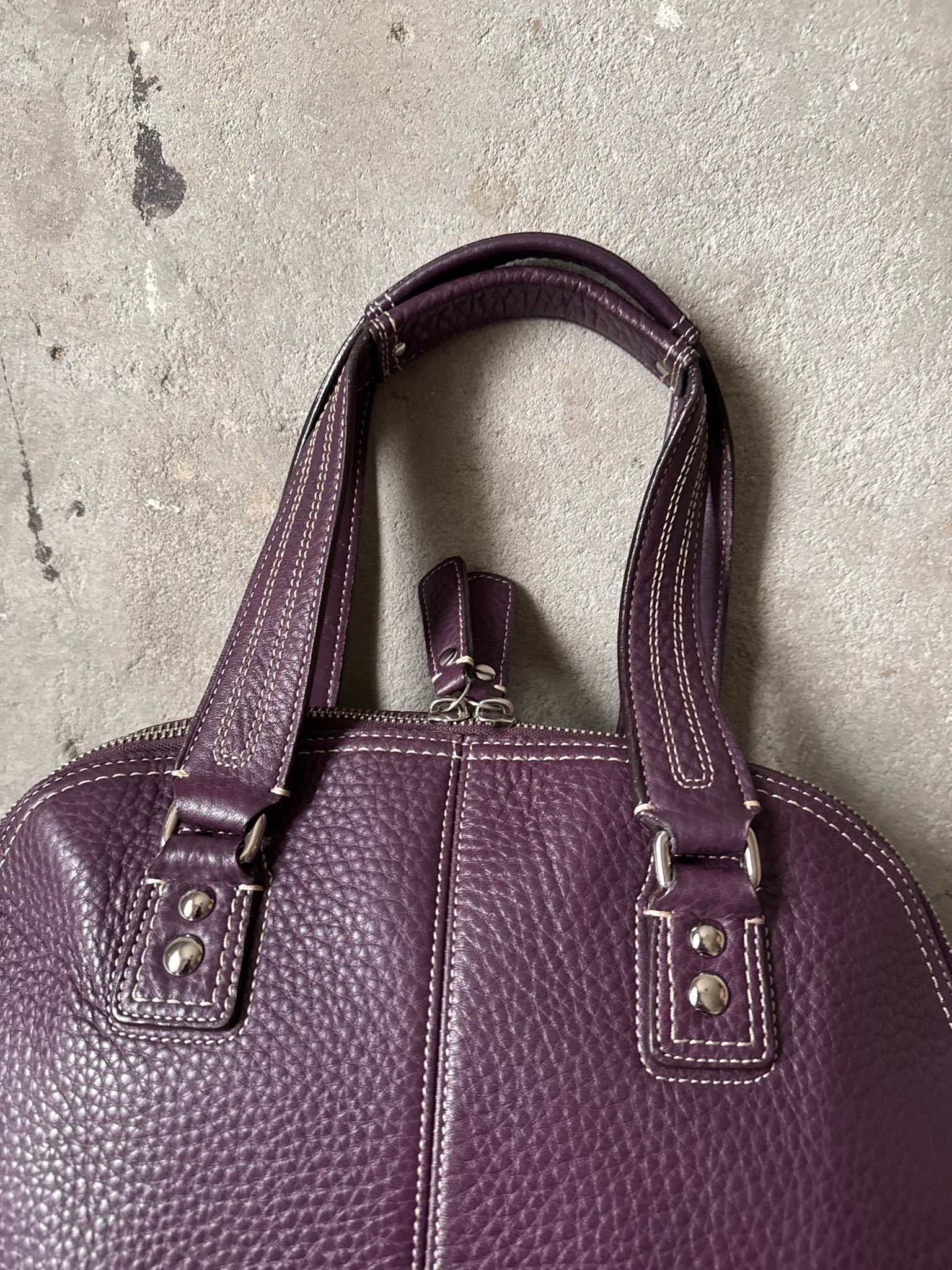 Coach Leather Hampton Shoulder Bag Purple