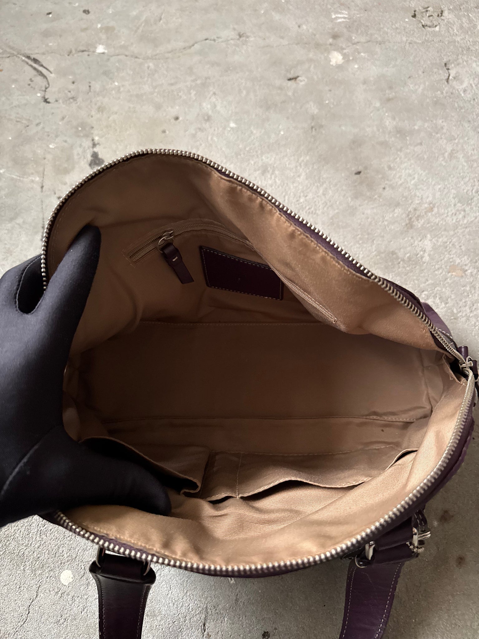 Coach Leather Hampton Shoulder Bag Purple