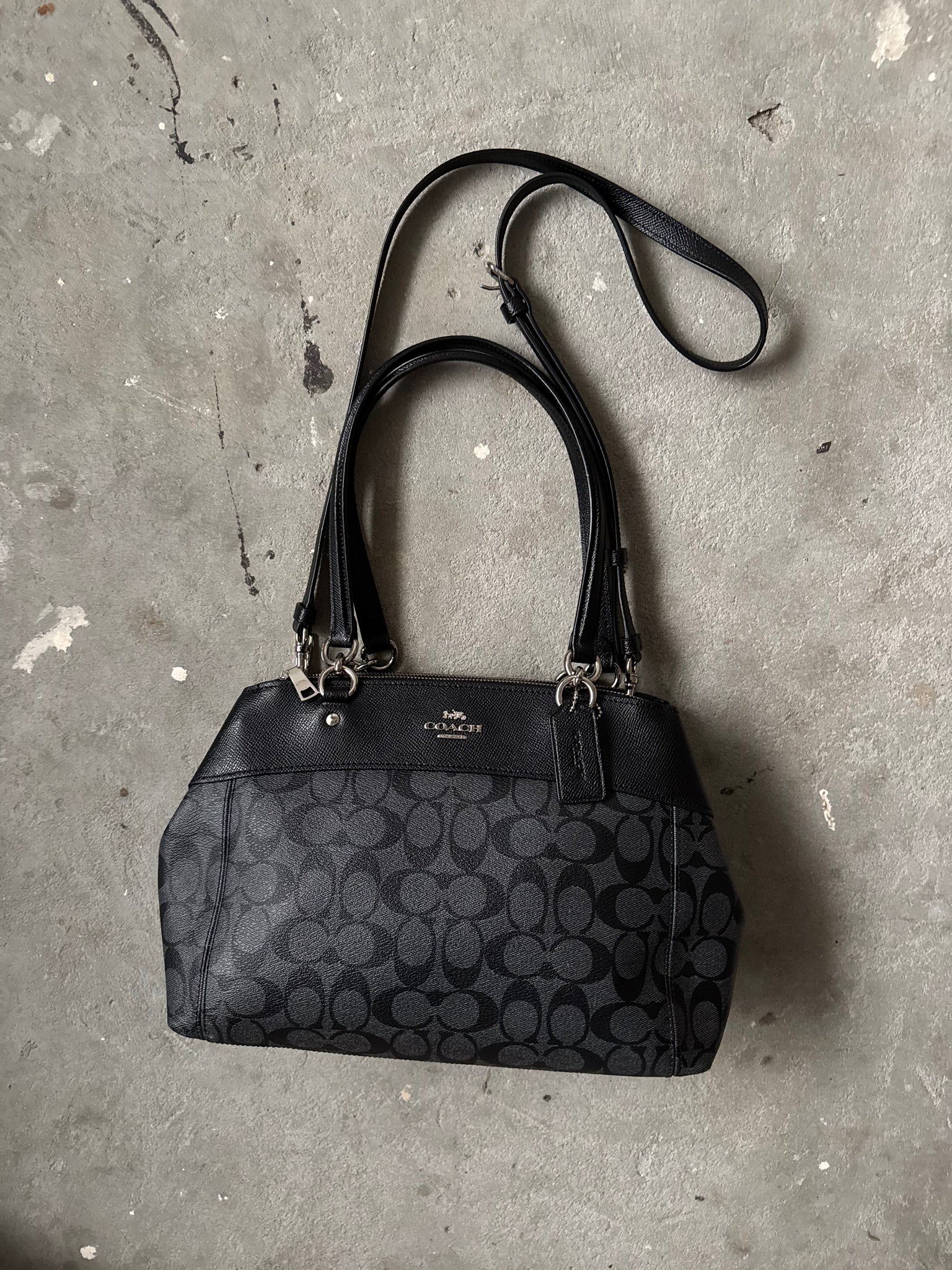 Coach 2Way Signature Brooke Carryall Shoulder Bag Black