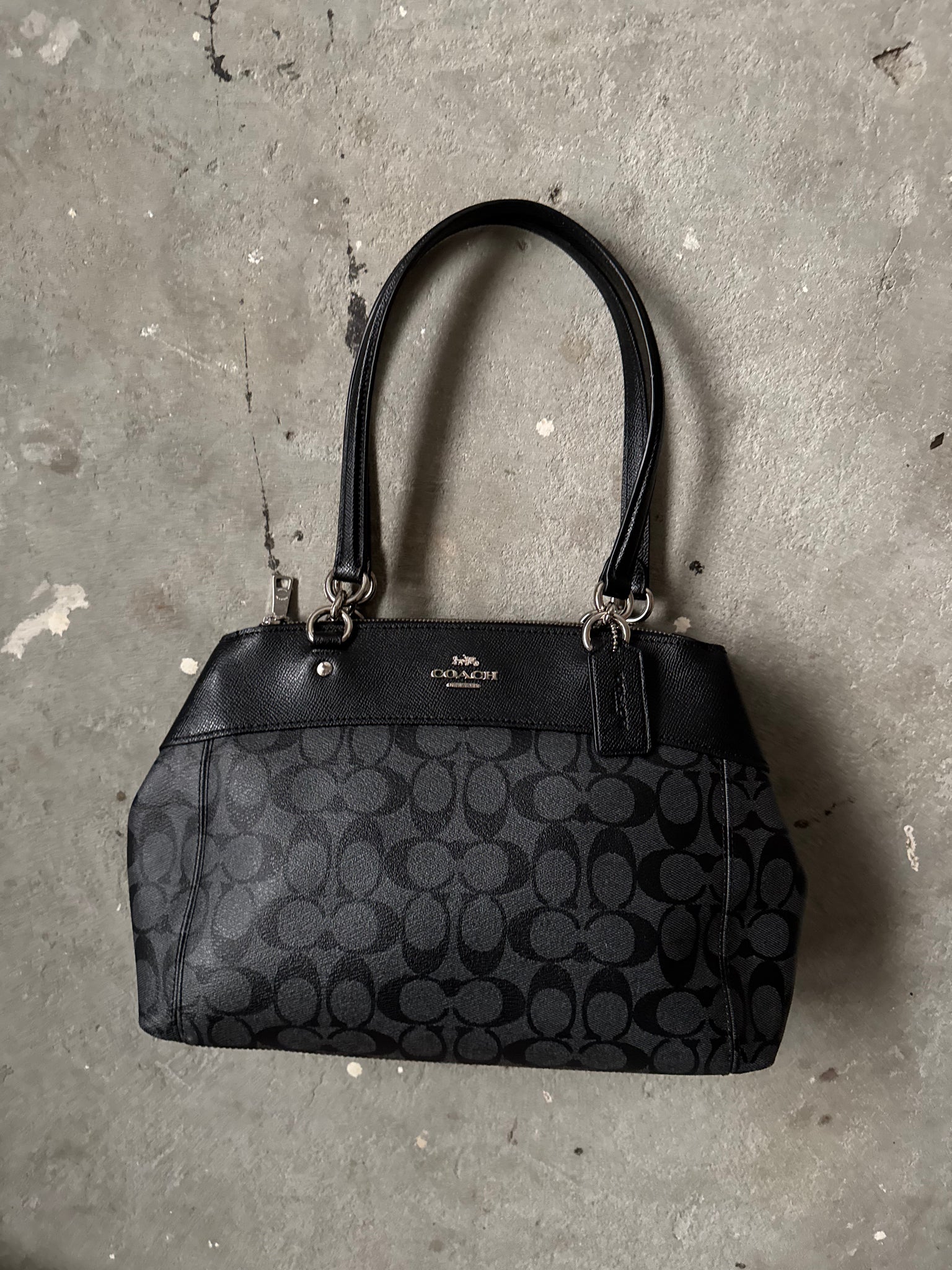 Coach 2Way Signature Brooke Carryall Shoulder Bag Black