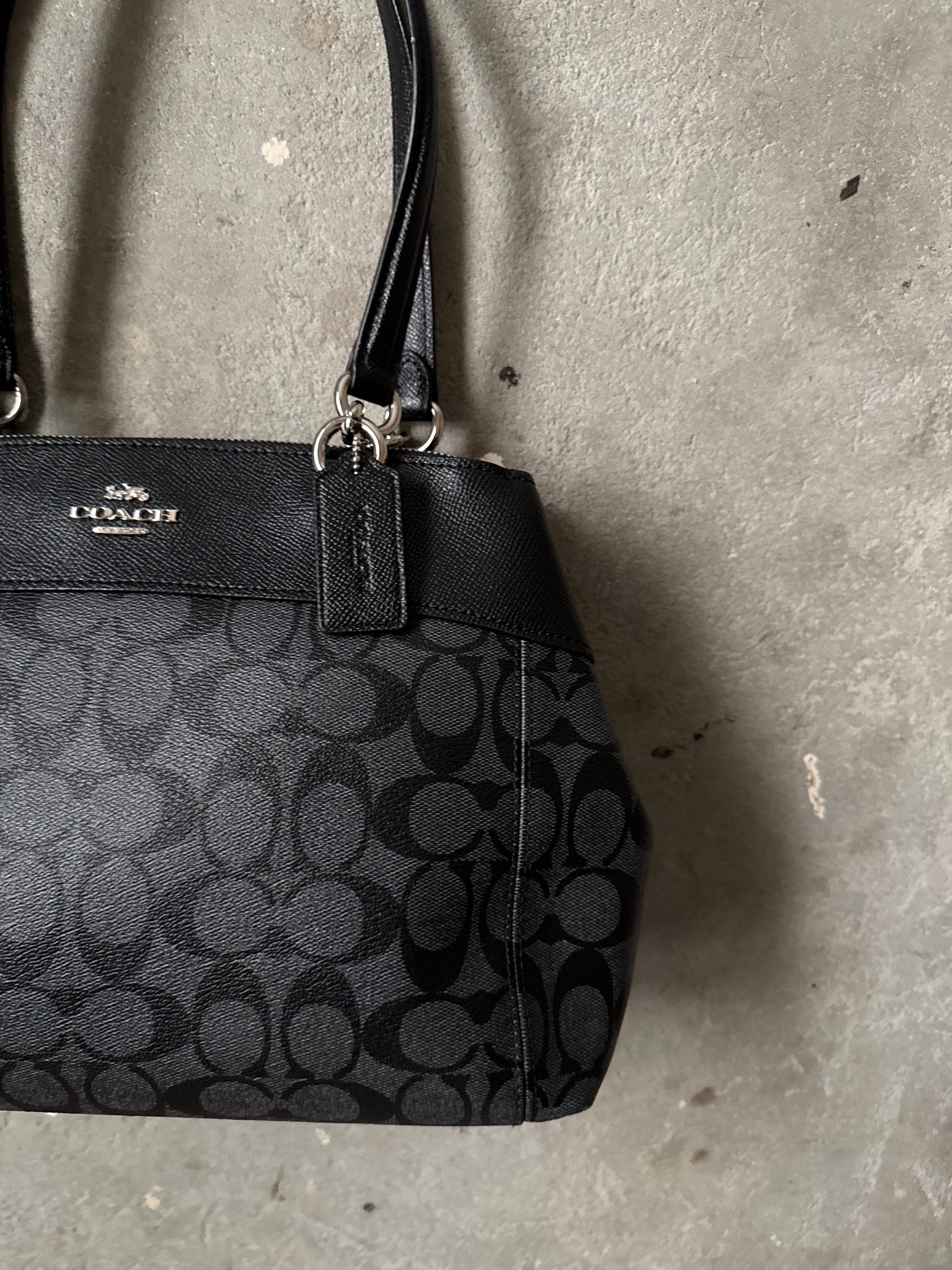Coach 2Way Signature Brooke Carryall Shoulder Bag Black