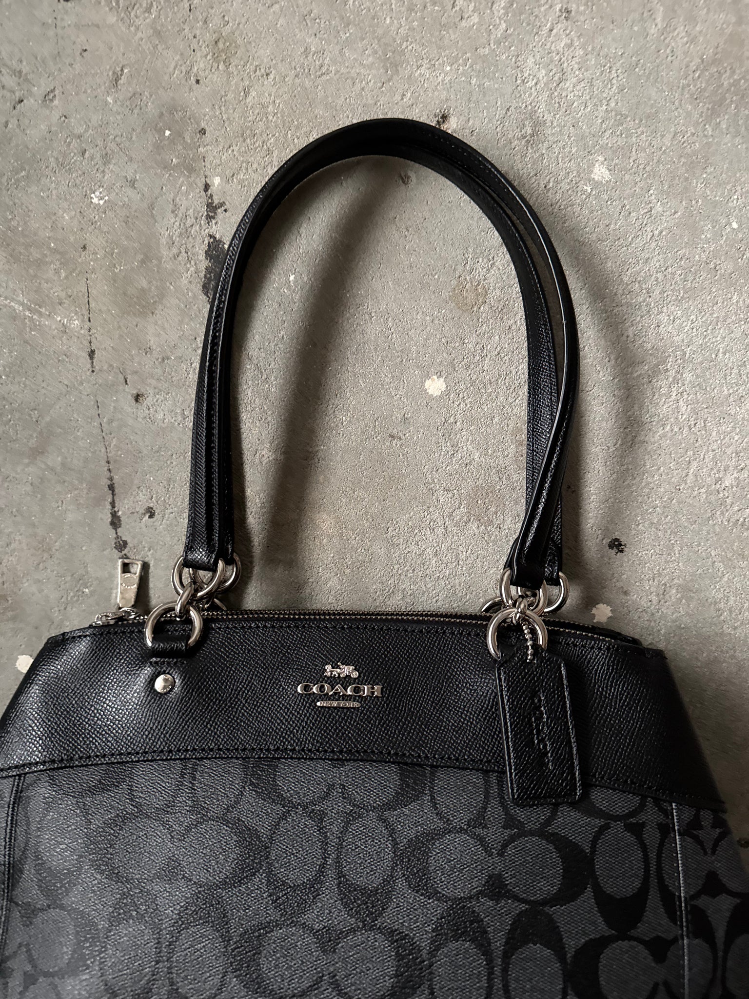 Coach 2Way Signature Brooke Carryall Shoulder Bag Black