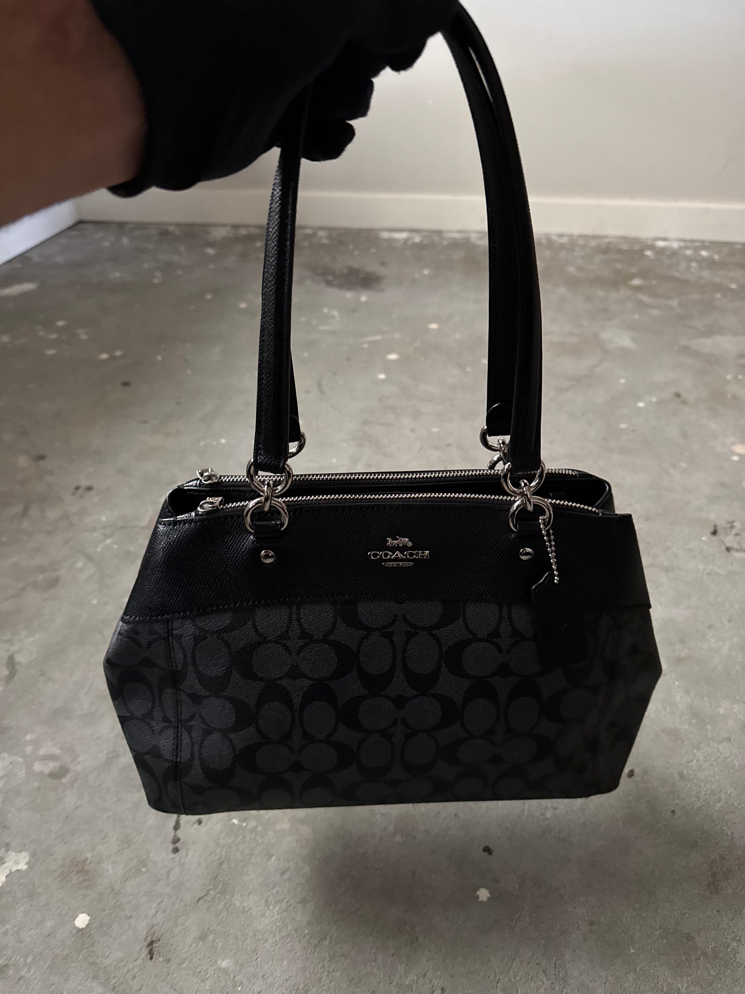 Coach 2Way Signature Brooke Carryall Shoulder Bag Black